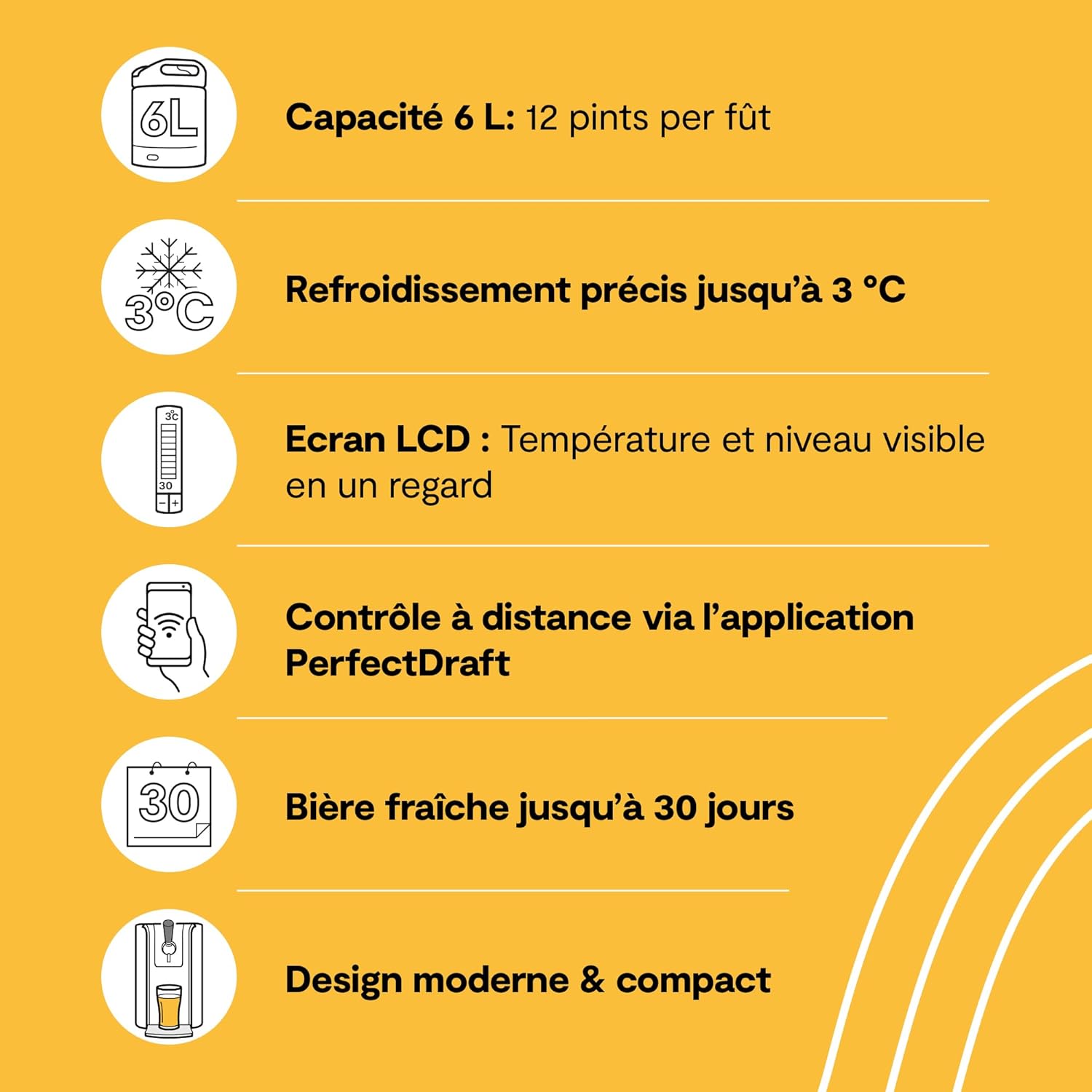 Tireuse bière avec fût 6 L refroidissement 3°C écran LED fraîcheur 30 jours
