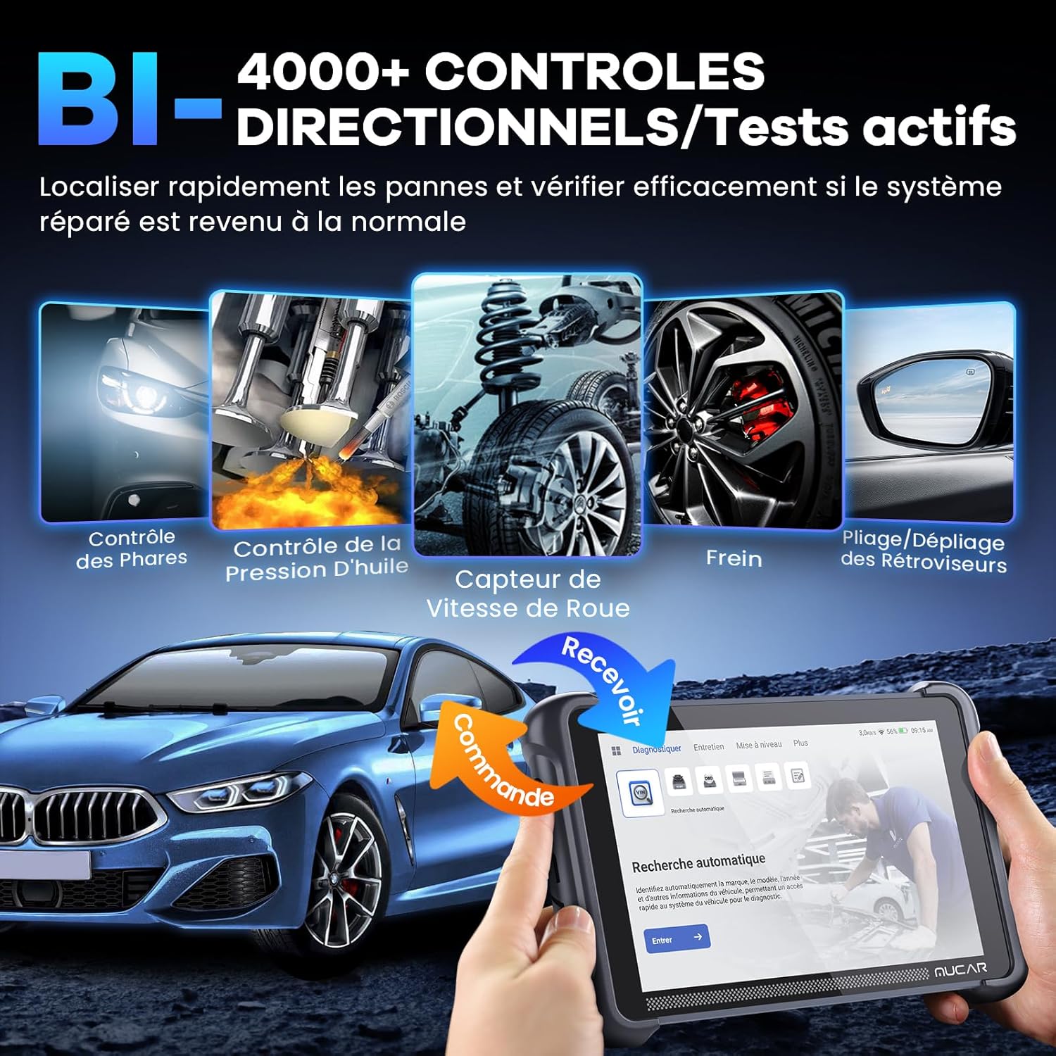 Valise diagnostic auto bidirectionnelle OBD2 codage ECU réinitialisations multiples CANFD DOIP