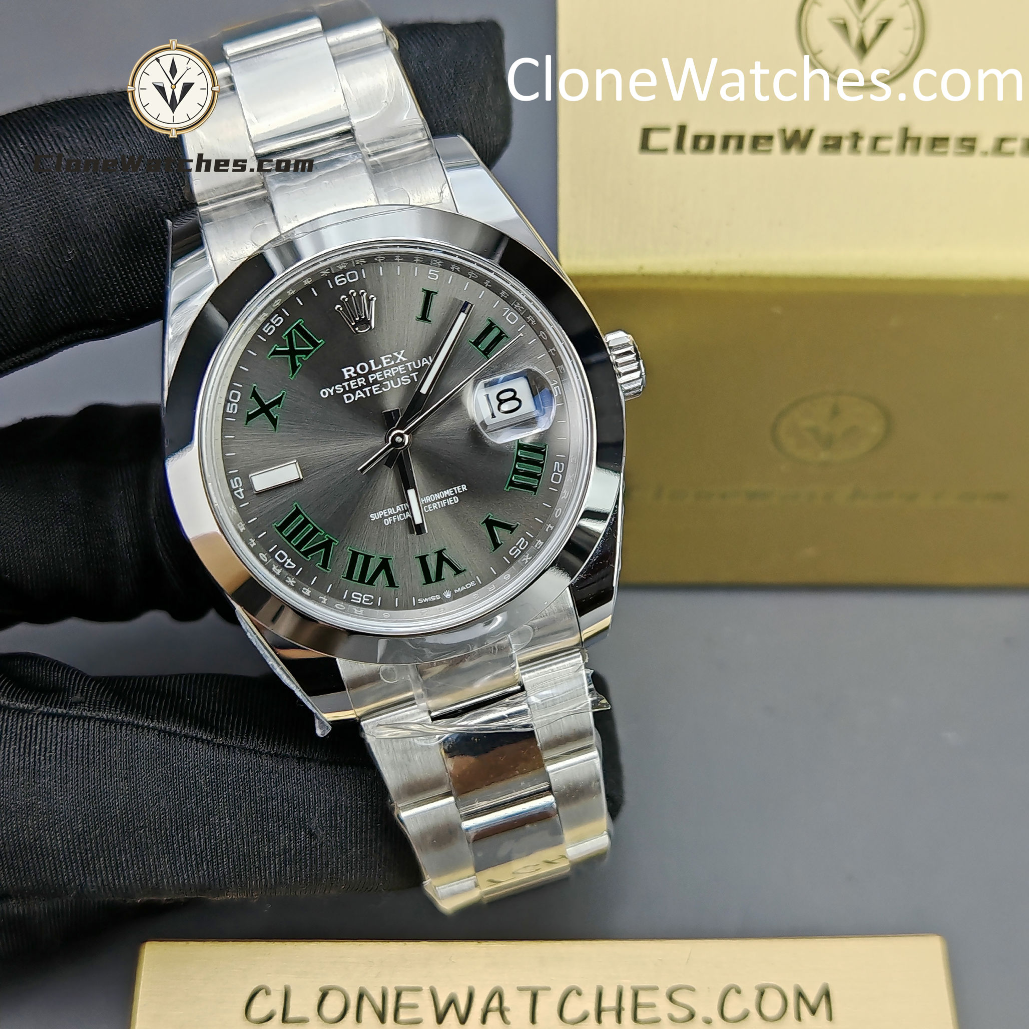 Rolex Super Clone Watches 1:1 DateJust Grey Roman Dial M126300 – 0013 Oyster 41MM 3235 Movement