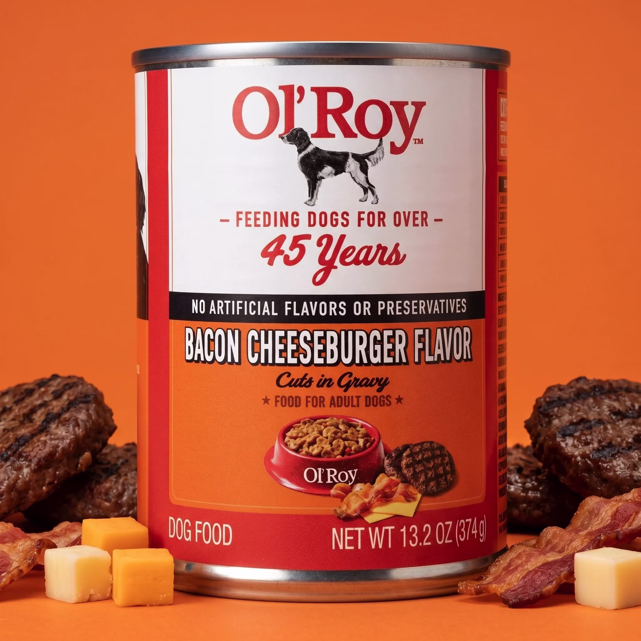 Ol' Roy Bacon Cheeseburger Flavor Cuts in Gravy Wet Dog Food, 13.2 oz Can