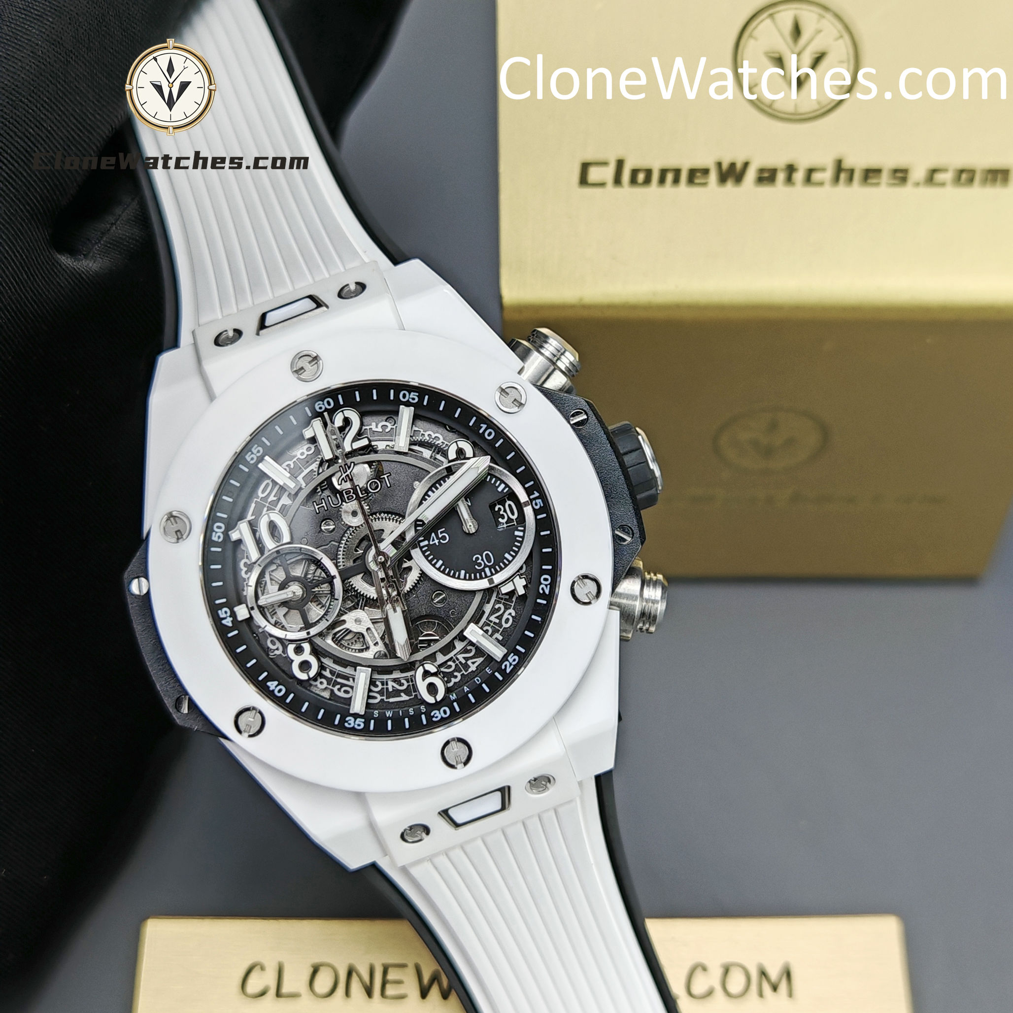 Hublot Super Clone Watches 1:1 Big Bang Unico White Ceramic 42MM 441.HX.1171.RX