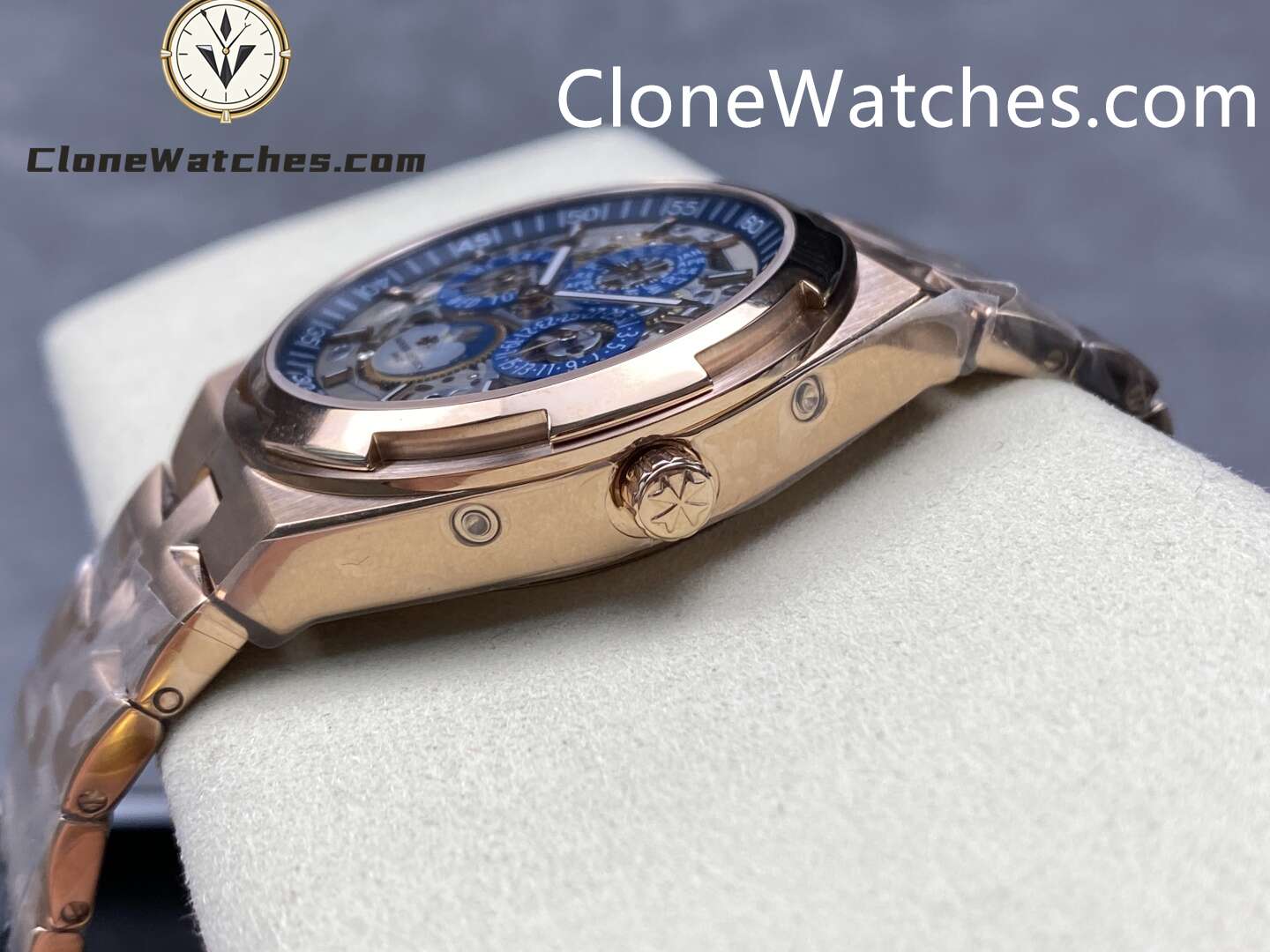Vacheron Constantin Super Clone Watches 1:1 Overseas Series 4300V/220R-B642 Rose Gold Skeleton Dial