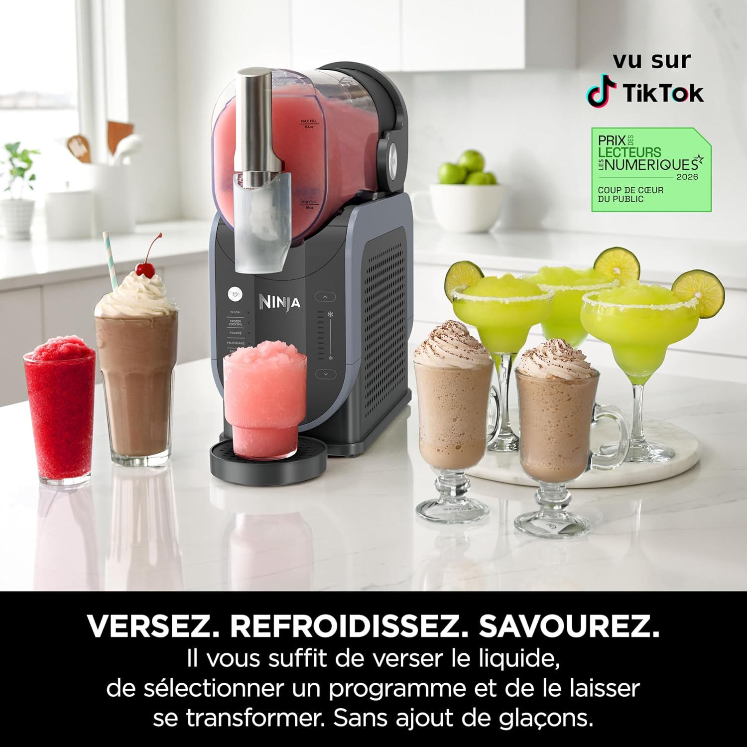 Machine boissons glacées SLUSHi granités cocktails milkshakes jus capacité 19 L bleu gris