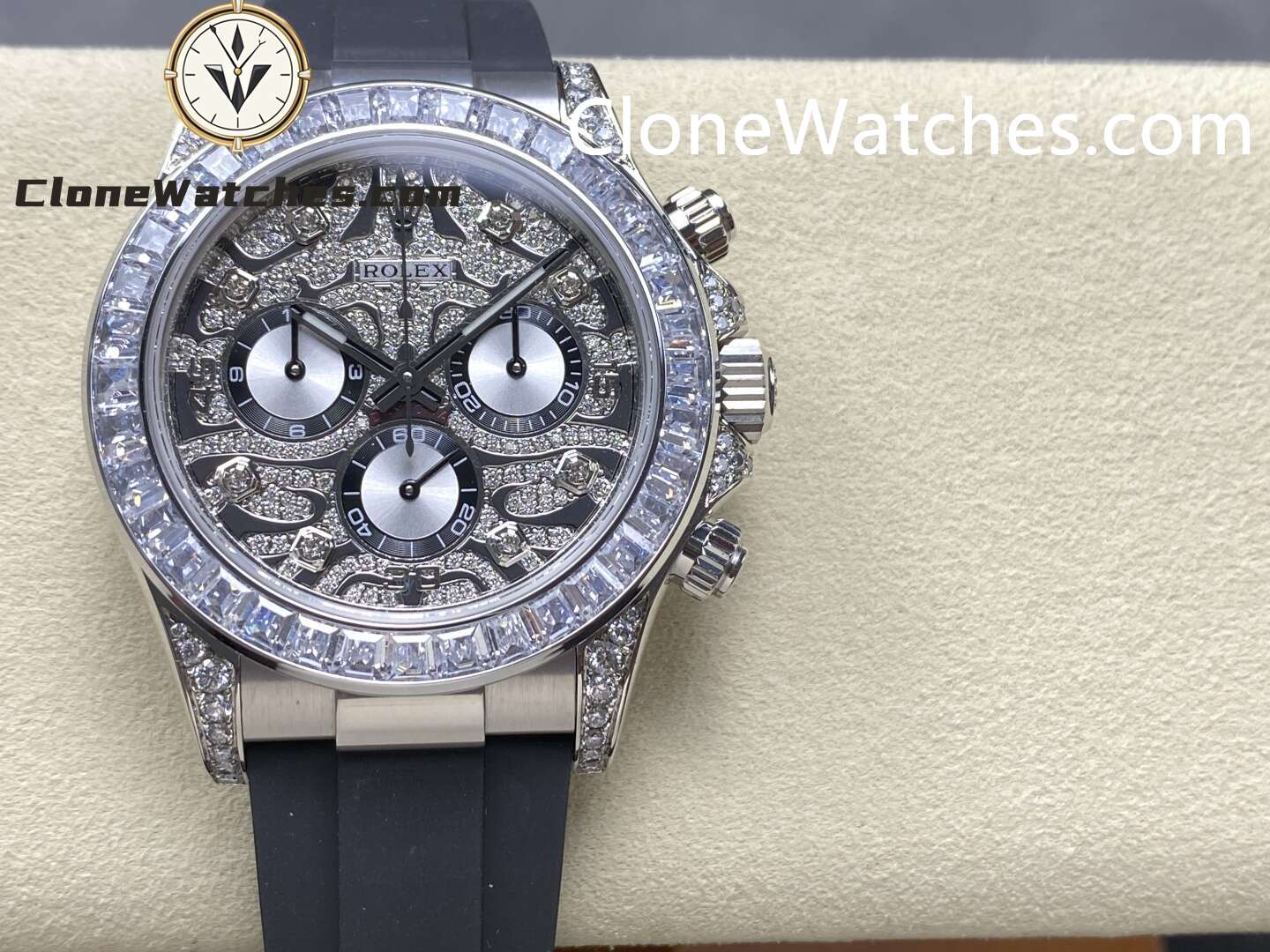 Rolex Super Clone Watches 1:1 Daytona 116589TBR Eye of the Tiger Diamonds Dial 4130 Movement