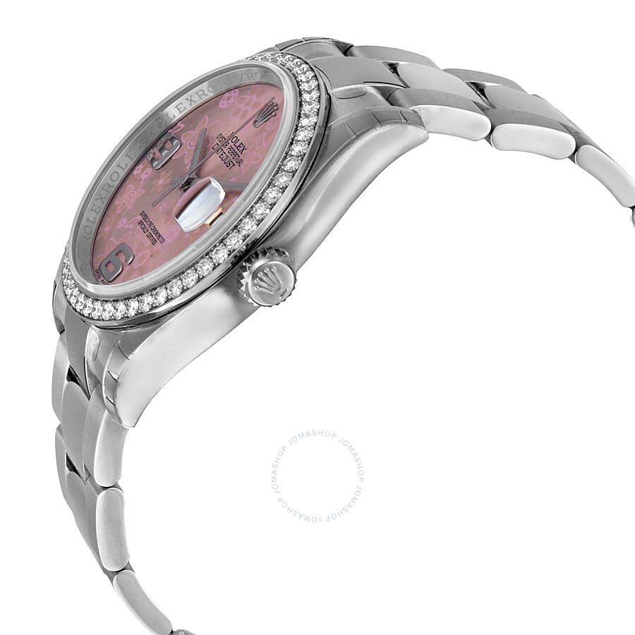 Rolex Oyster Perpetual Datejust 36 Pink Floral Dial Stainless Steel Bracelet Automatic Ladies Watch 116244PFAO（Lifetime free warranty+90-days replacement service & Refund!.）