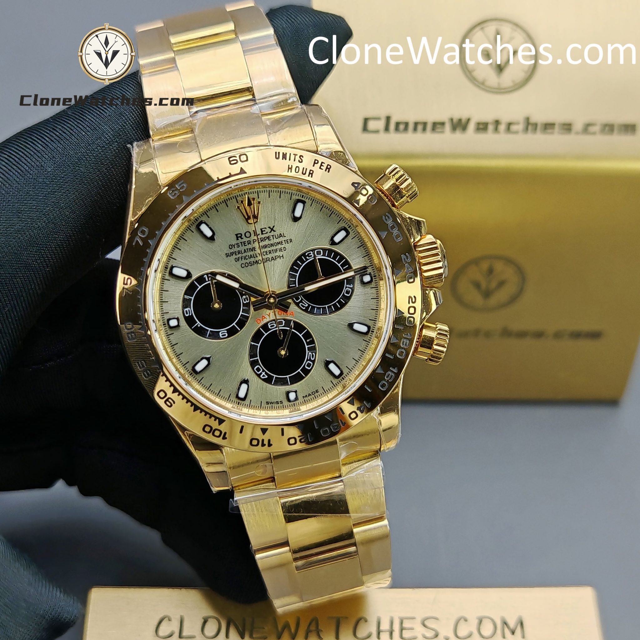 Rolex Super Clone Watches 1:1 Daytona 18K Gold Dial M116508-0014 4130 Movement