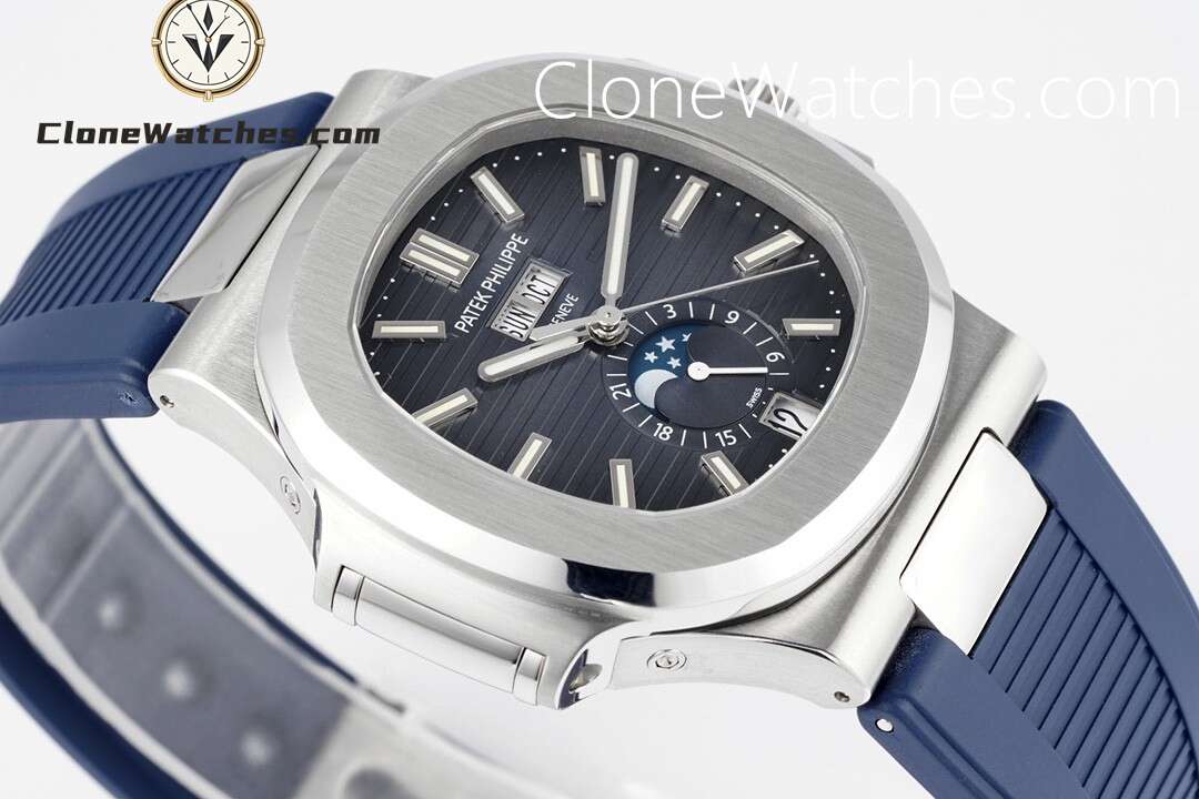 Patek Philippe Super Clone Watches 1:1 Nautilus 5726 Blue Dial Blue Rubber Strap
