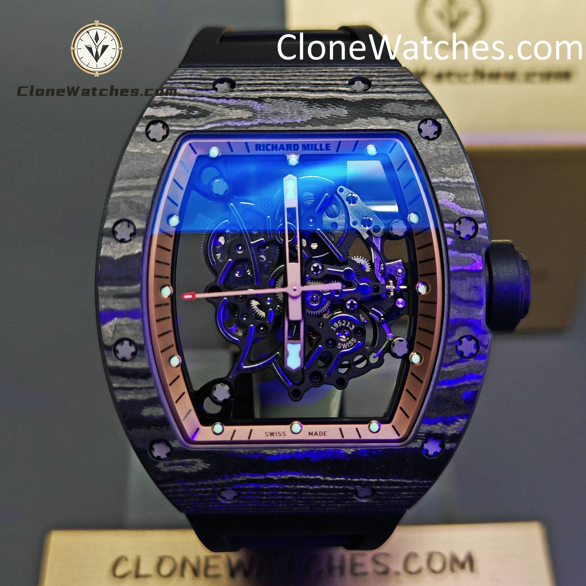 Richard Mille Super Clone Watches 1:1 RM 055 -2 NTPT Tourbillon 42.7MM Black Strap