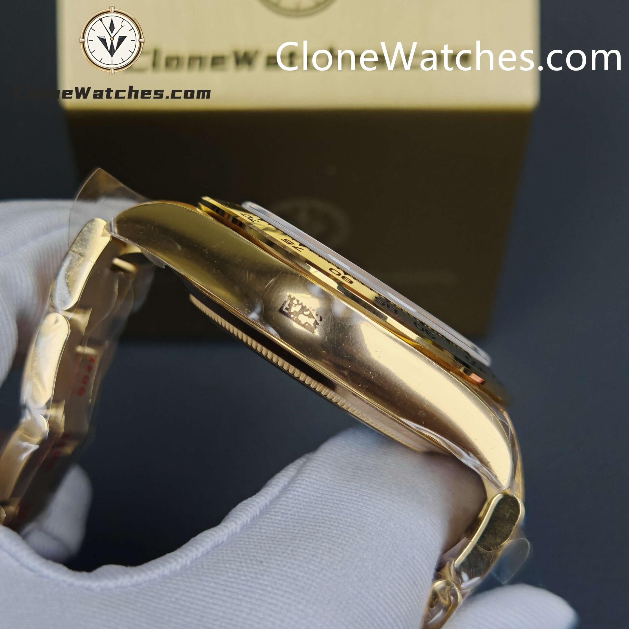 Rolex Super Clone Watches 1:1 Daytona 18K Gold Black Dial M116508-0004 4130 Movement