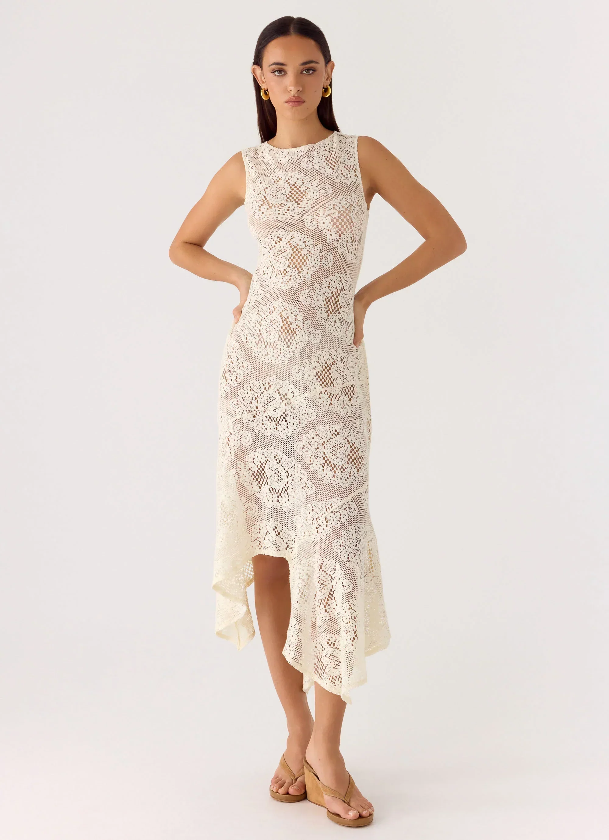 Janayia Midi Dress - Ivory