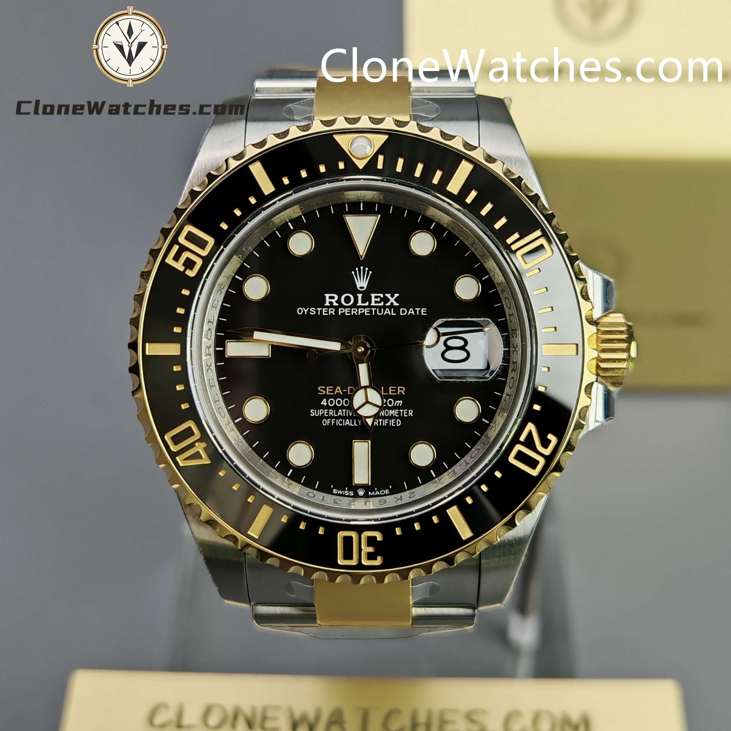 Rolex Super Clone Watches 1:1 Sea Dweller Yellow Gold Black Dial 126603 3235 Movement