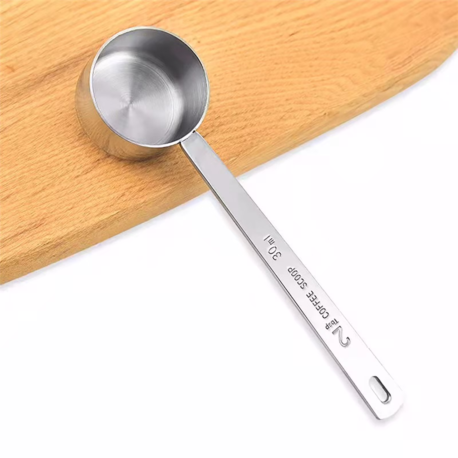 Luluganb 1Pcs 2 Tablespoon Coffee Scoop, Long Handle Measuring Spoon, Two Tbsp (30Ml, 1/8Cup) Stainless Steel Scooper Silver
