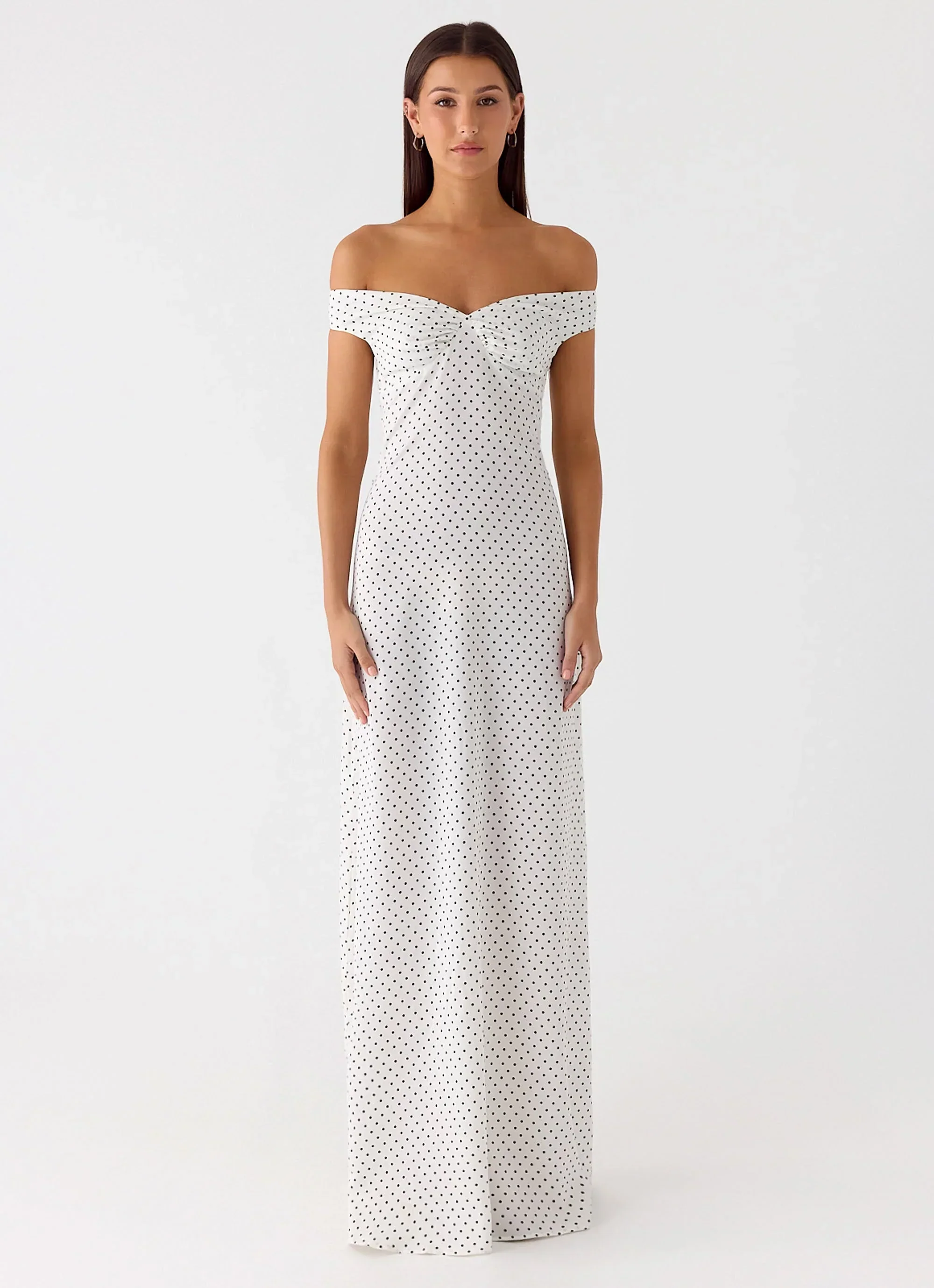 Melany Maxi Dress - White Polkadot