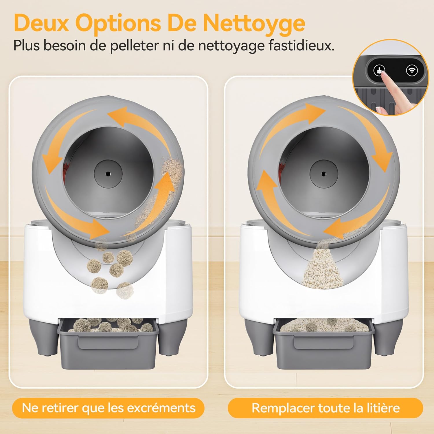 Litière chat autonettoyante 90 L contrôle appli capteurs multiples grands chats