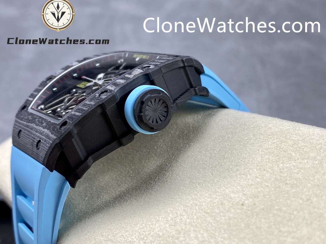 Richard Mille Super Clone Watches 1:1 RM 035 – 02 Carbon Tourbillon Blue Strap