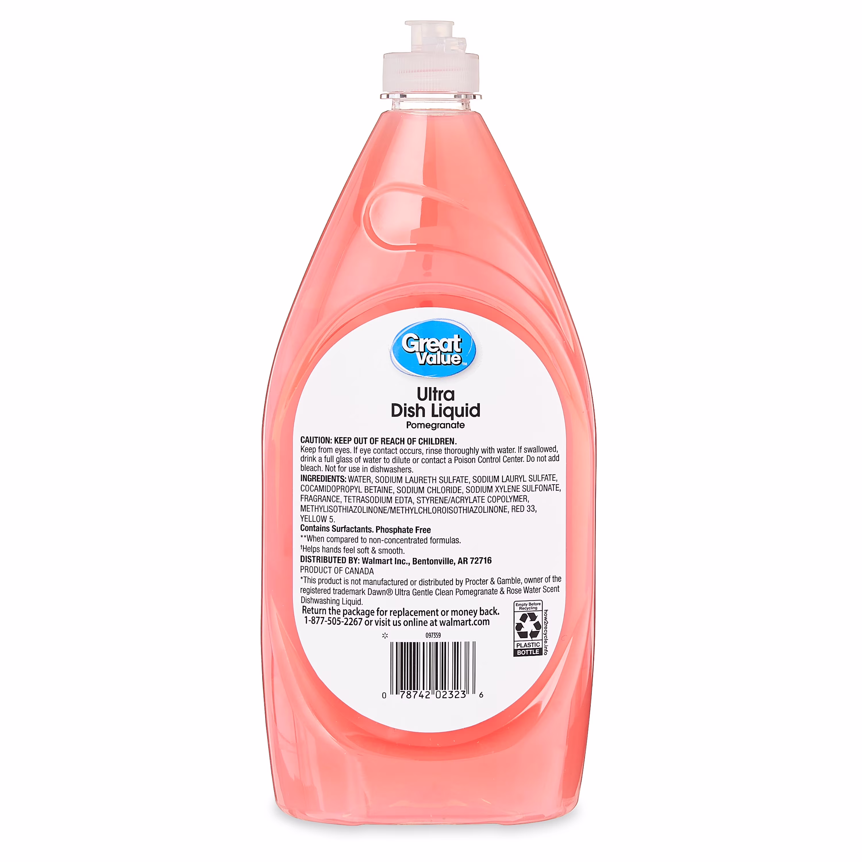 Great Value Soft & Smooth Ultra Dish Liquid, Pomegranate, 28 fl oz