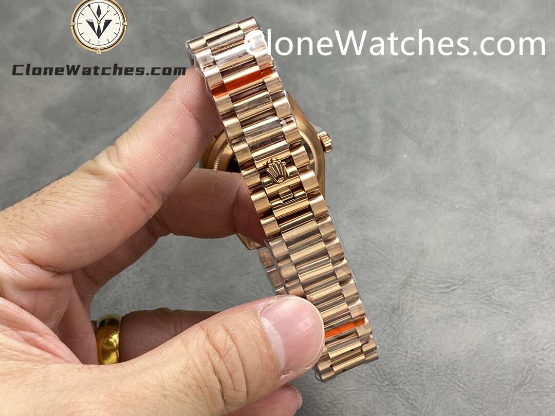Rolex Super Clone Watches 1:1 Day Date Rose Gold Silver Dial 36mm m128235-0087 3255 Movement