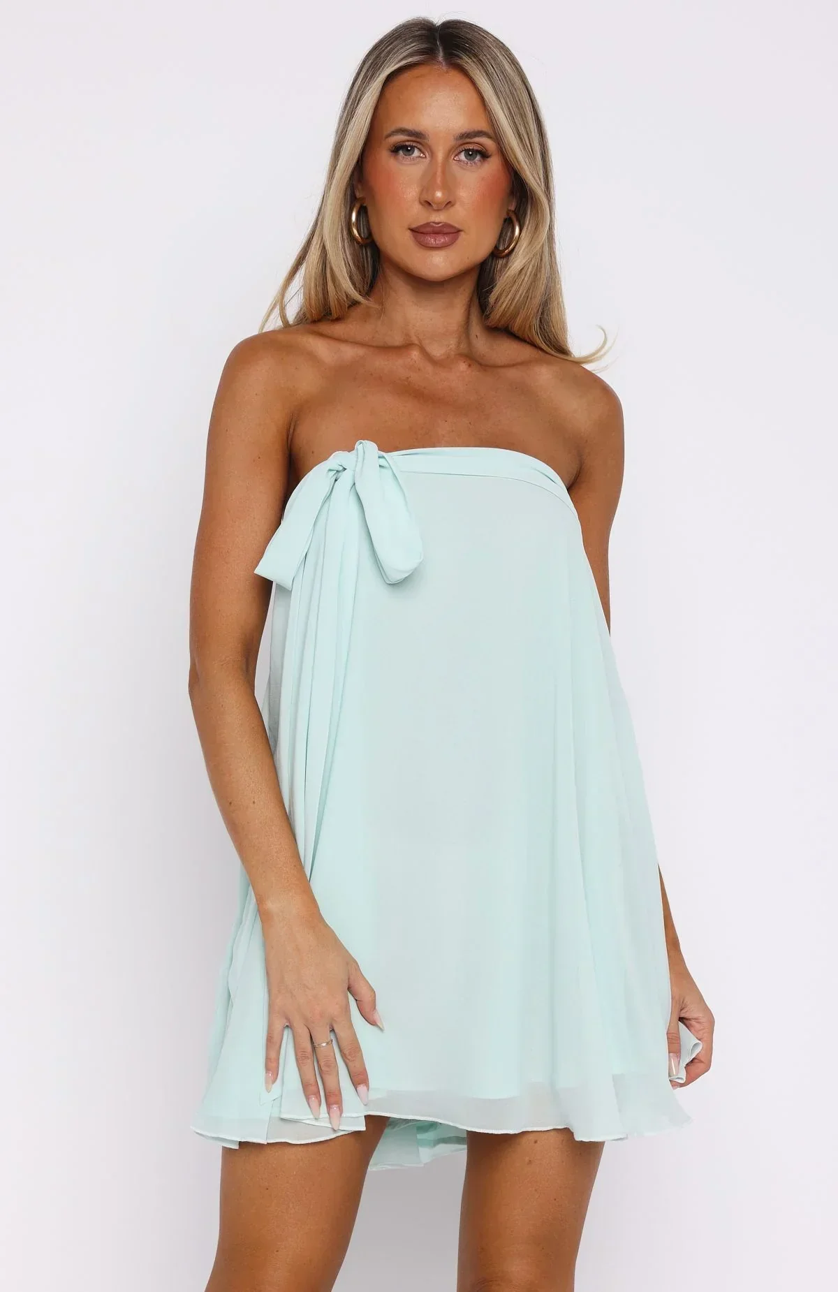 She's So Pretty Strapless Mini Dress Ice Blue