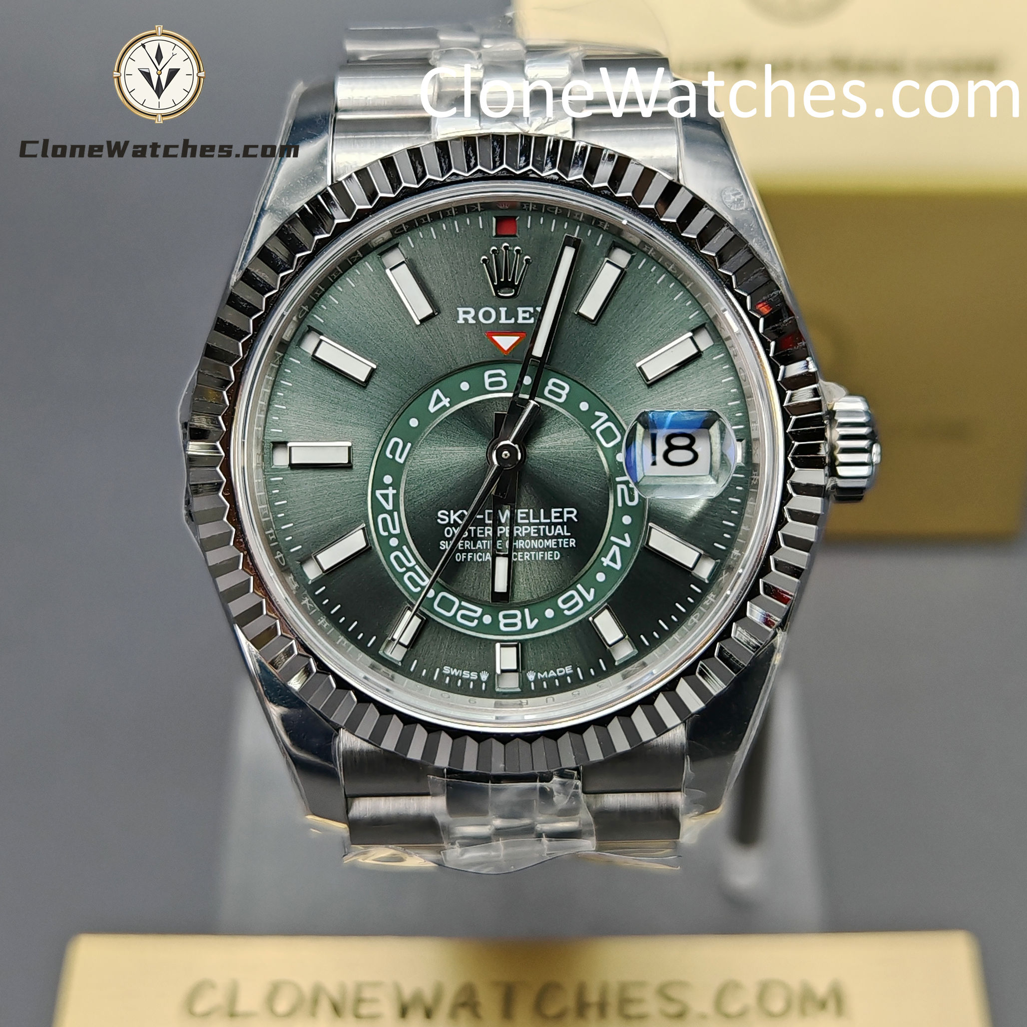 Rolex Super Clone Watches 1:1 Sky Dweller Green Dial Jubilee m336934-0002 9002 Movement