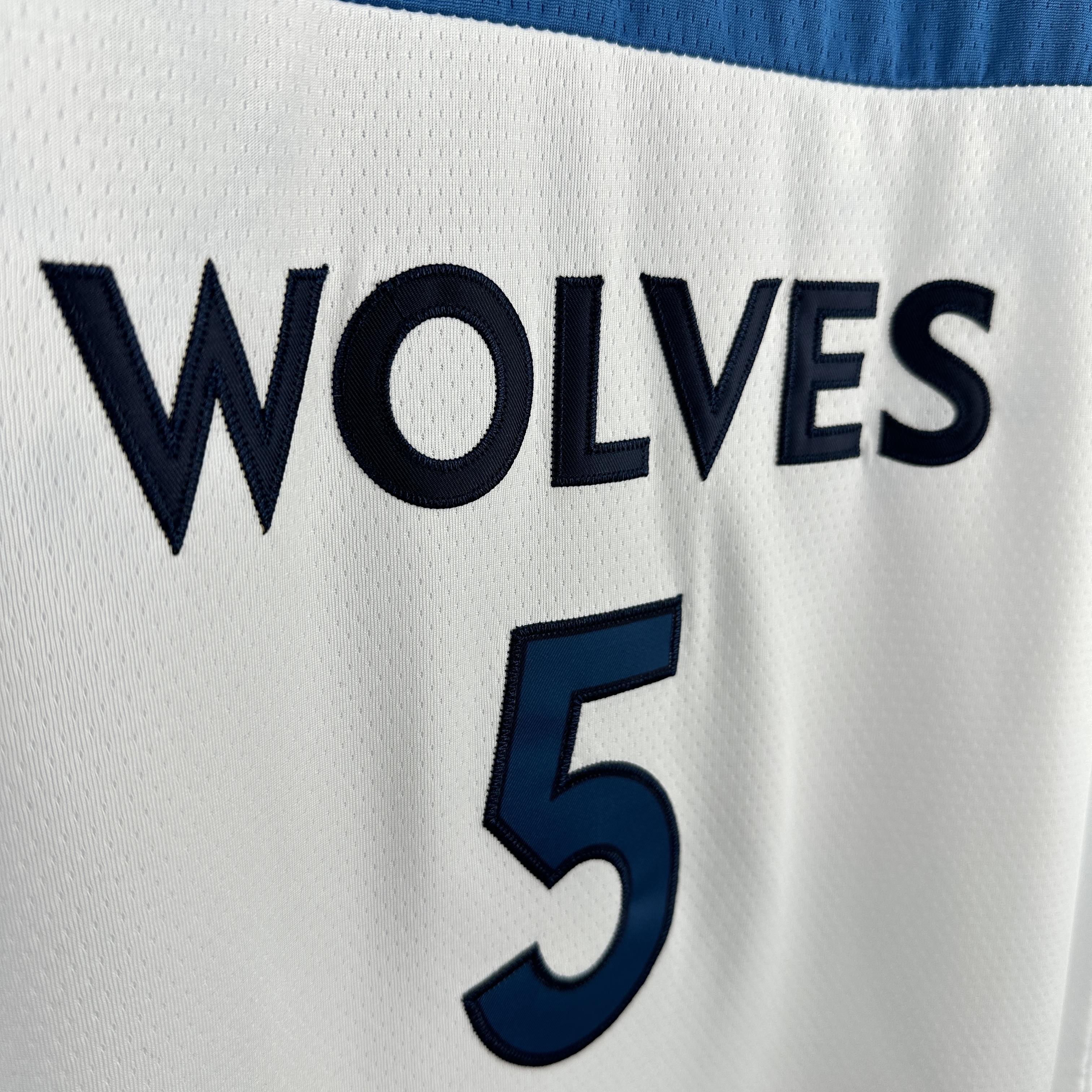 Embroidery Timberwolves White No. 5 Edwards