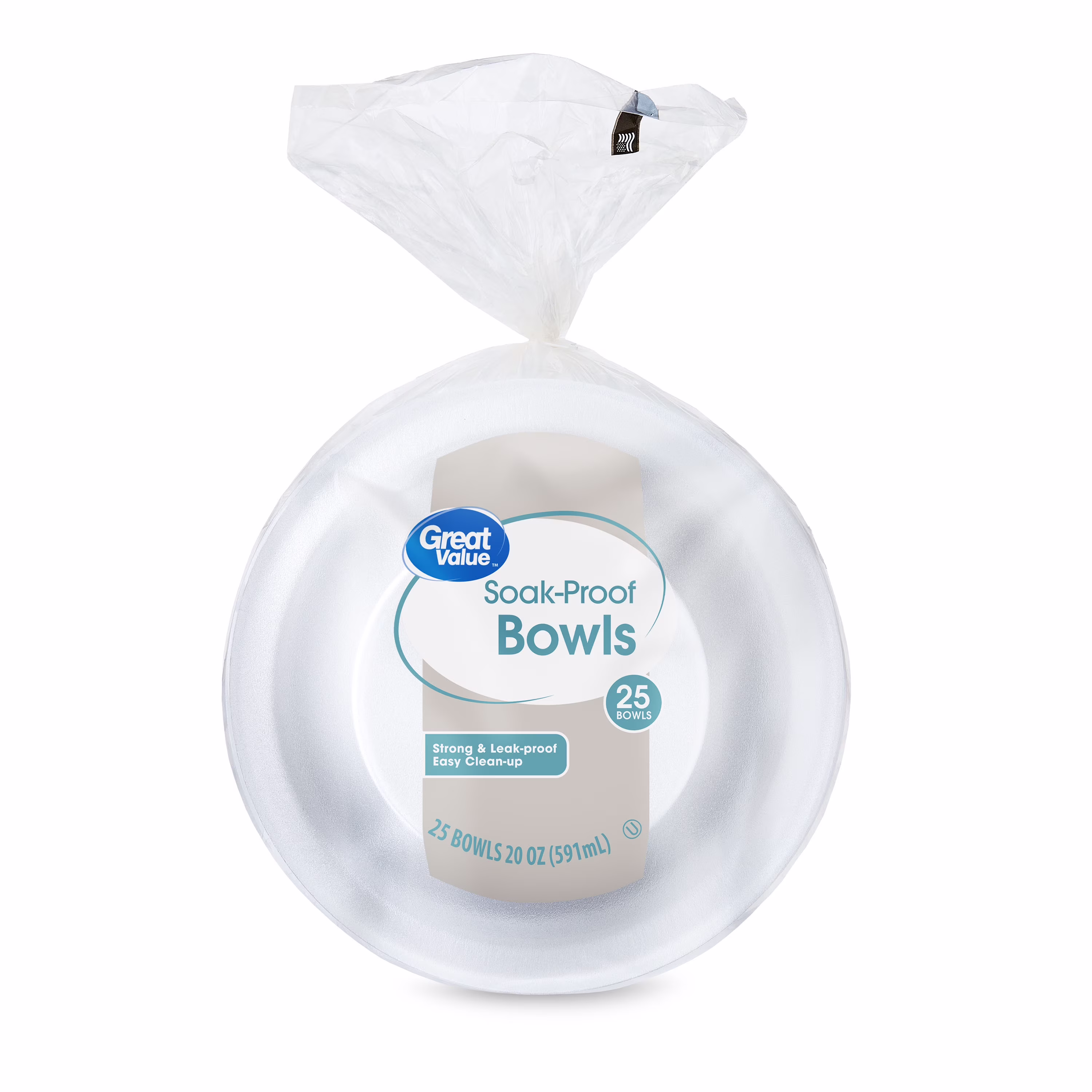 (4 pack) Great Value Disposable Foam Bowls, 20 oz, 25 Count