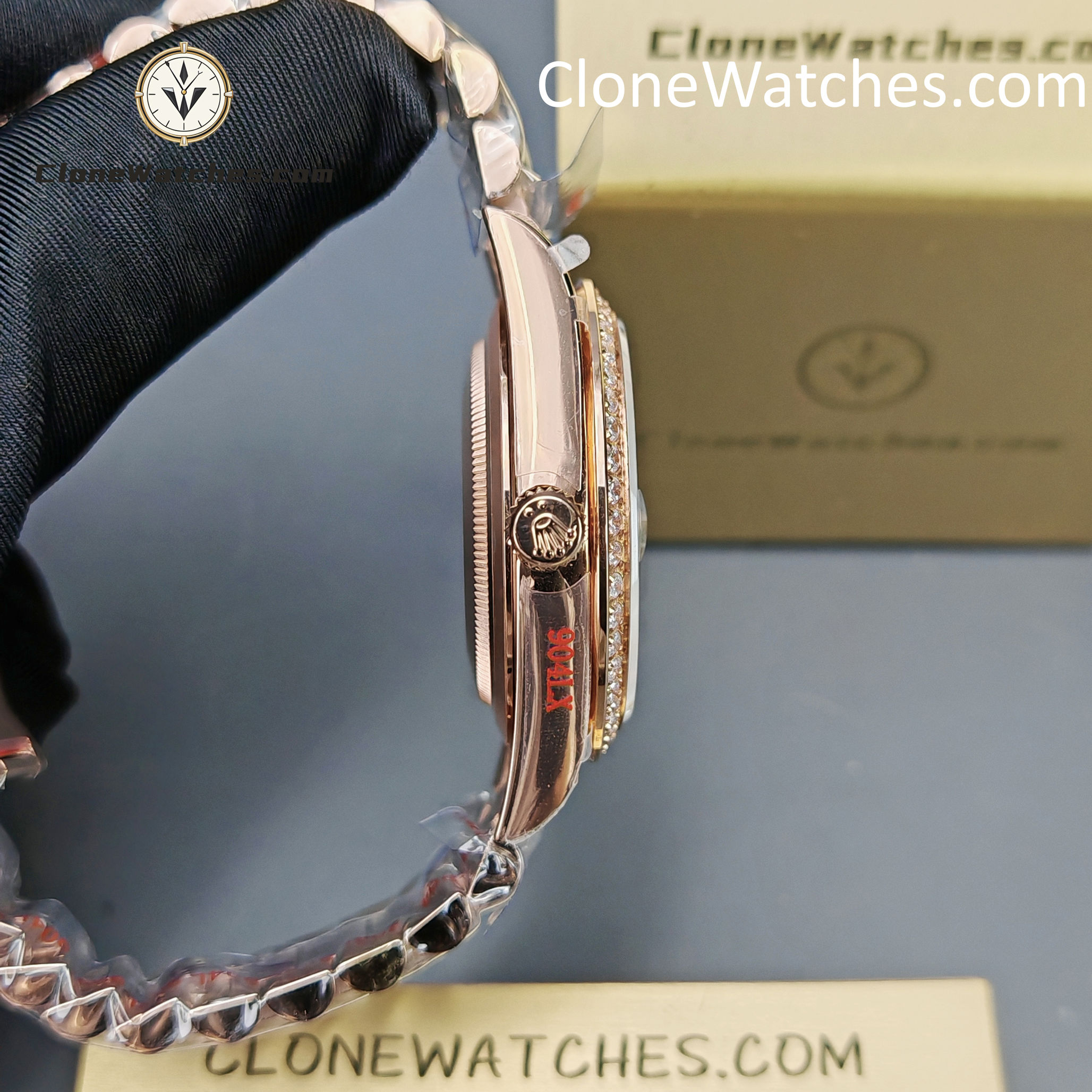 Rolex Super Clone Watches 1:1 Day Date Rose Gold Green Roman Dial 40mm m228345rbr-0011 3255 Movement