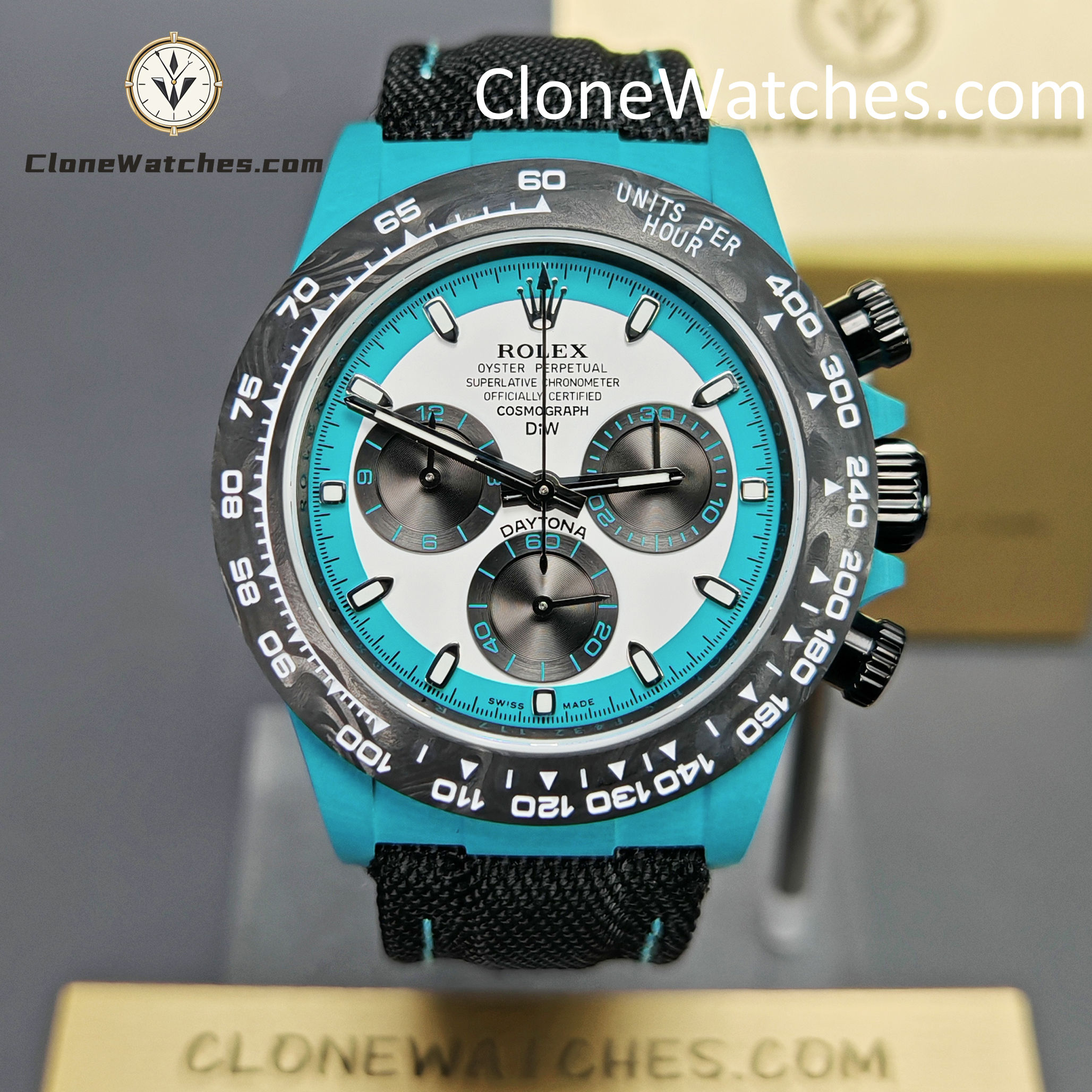 Modified Super Clone Watches 1:1 DiW Rolex Daytona Quartz Fiber CELESTE INVERT