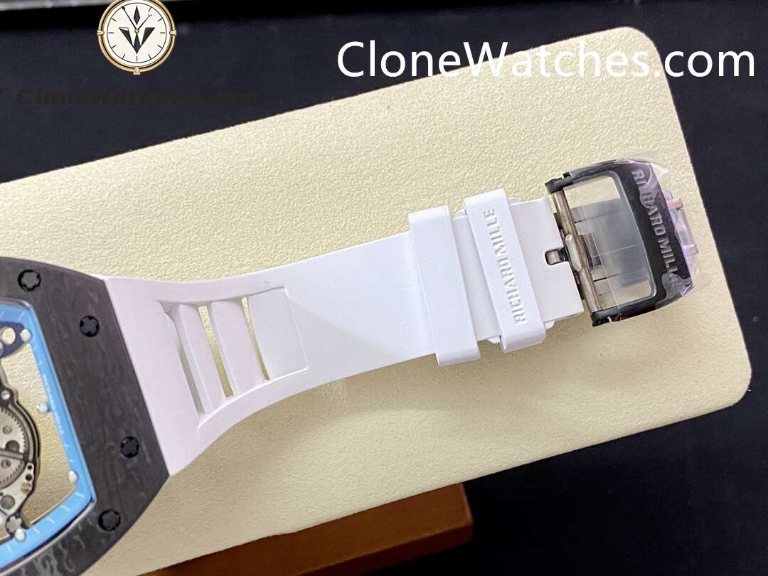 Richard Mille Super Clone Watches 1:1 RM 055 Carbon Tourbillon White Strap
