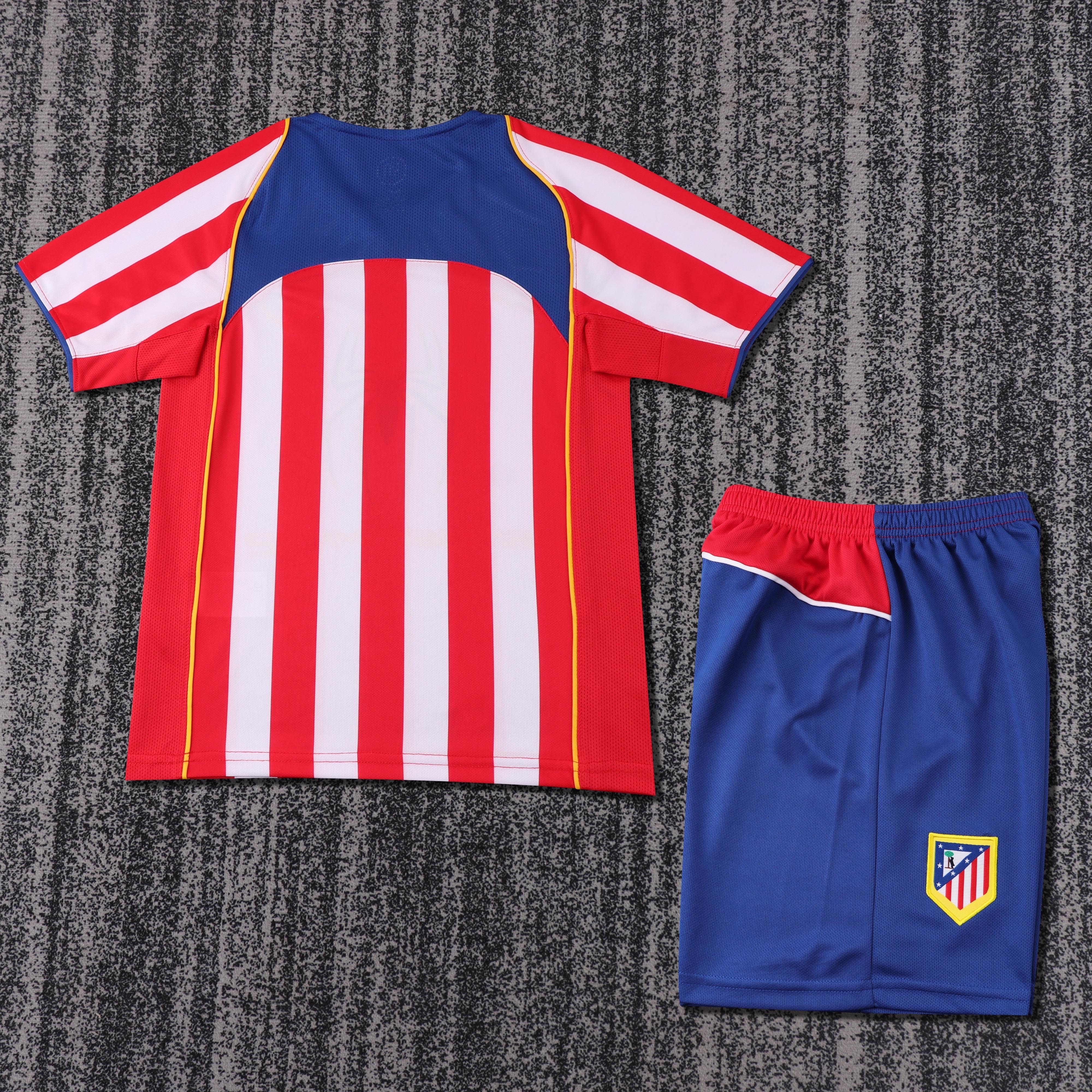 2004-05 Atletico Madrid Home Retro Children's Jersey Set - Fans Edition