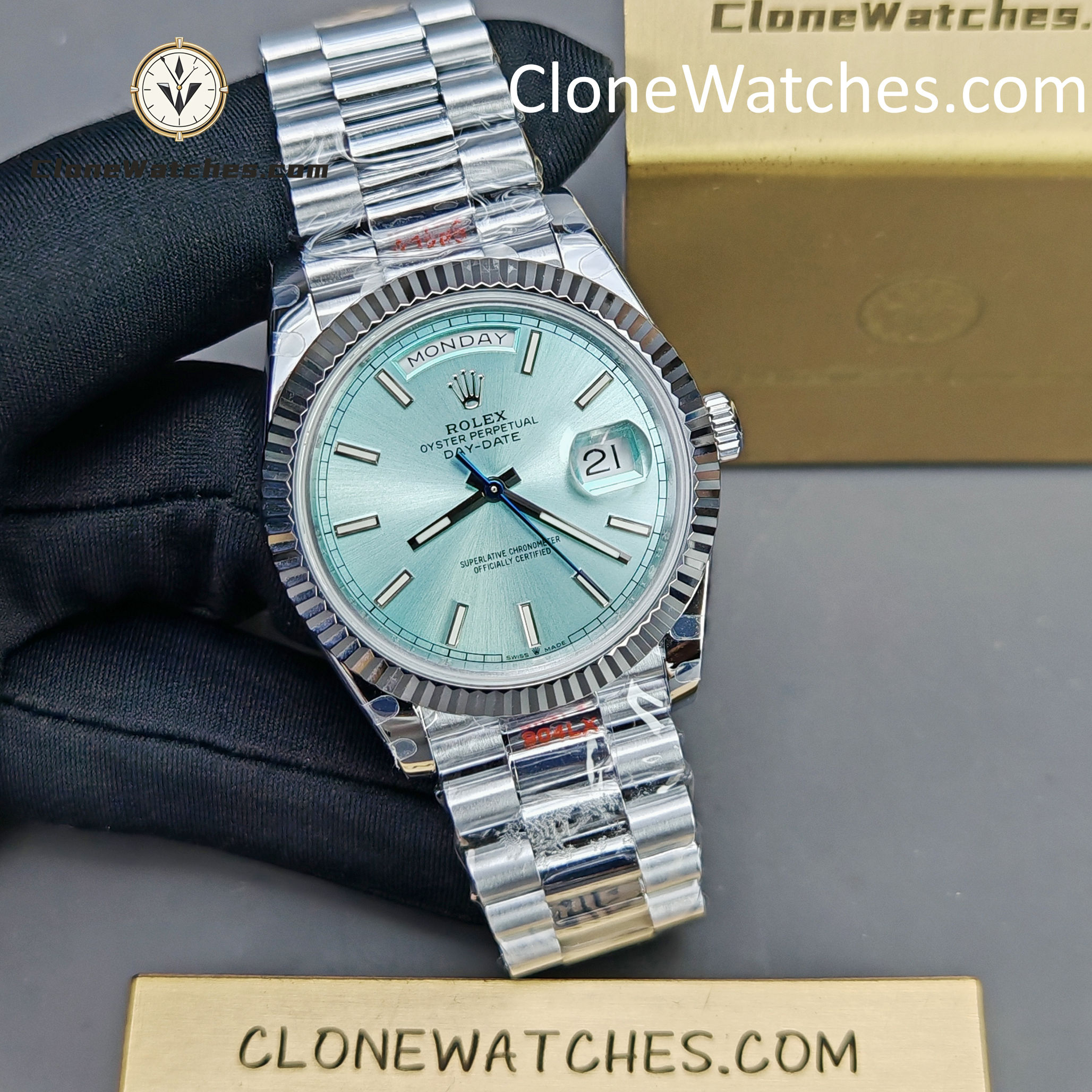 Rolex Super Clone Watches 1:1 Day Date Ice Blue Dial 40mm M228236-0018 3255 Movement