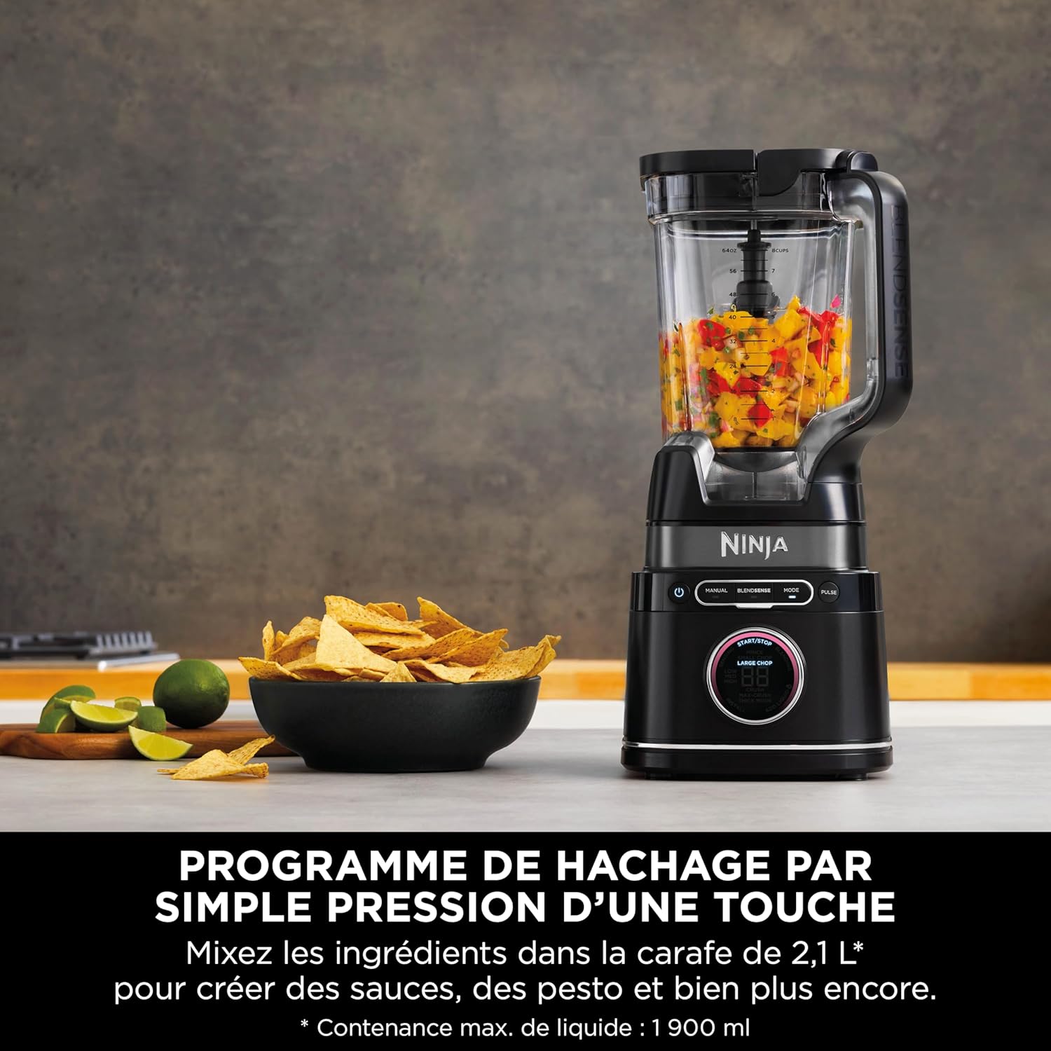 Blender processor 3 en 1 Detect Power 1200W bol mélange lame malaxeur gobelet individuel pétrir mixer hacher TB401EU
