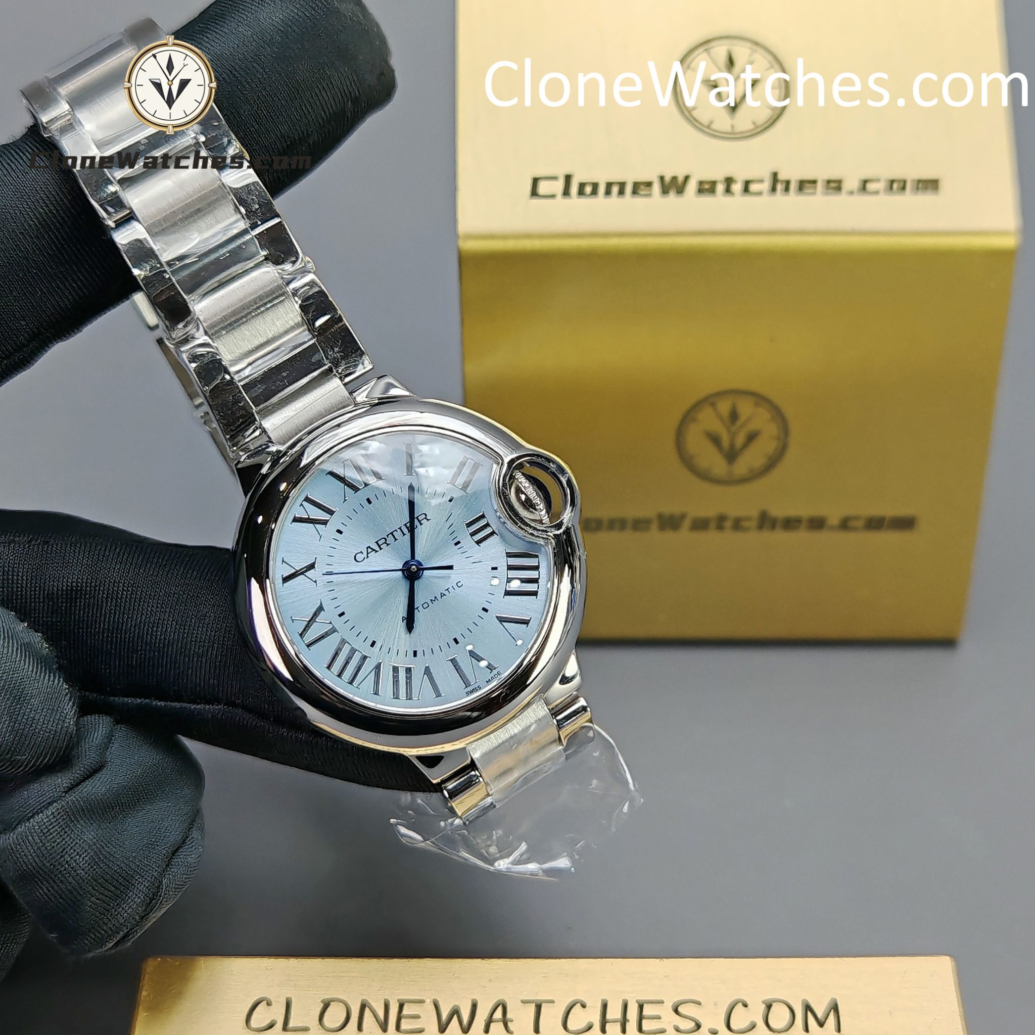 Cartier Super Clone Watches 1:1 Ballon Bleu de WSBB0062 Blue Dial Roman Scale 33mm