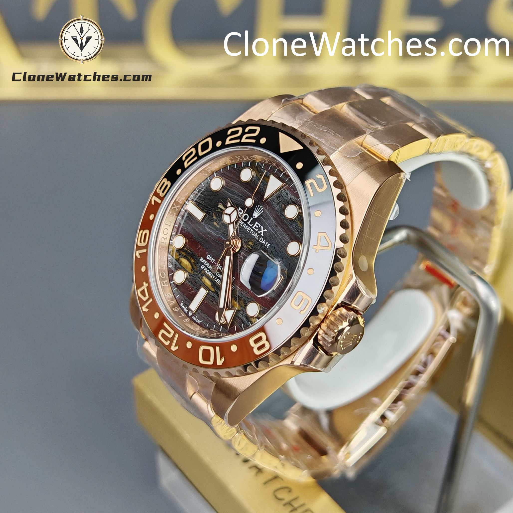 Rolex Super Clone Watches 1:1 GMT-Master II Rose Gold M126715CHNR-0002 Oyster 3285 Movement