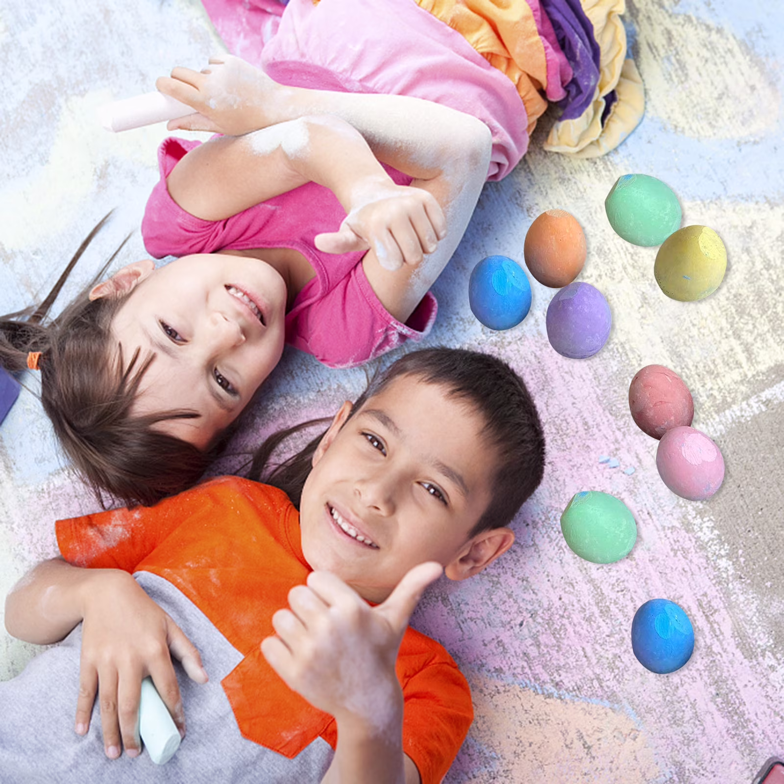 Taotanxi 6 PCS Easter Eggs Chalk for Kids, Sidewalk Chalk Easter Basket Stuffers for Kids Boys Girls Toddlers Outdoor Play, Washable Sidewalk Chalk Party Favors (6)