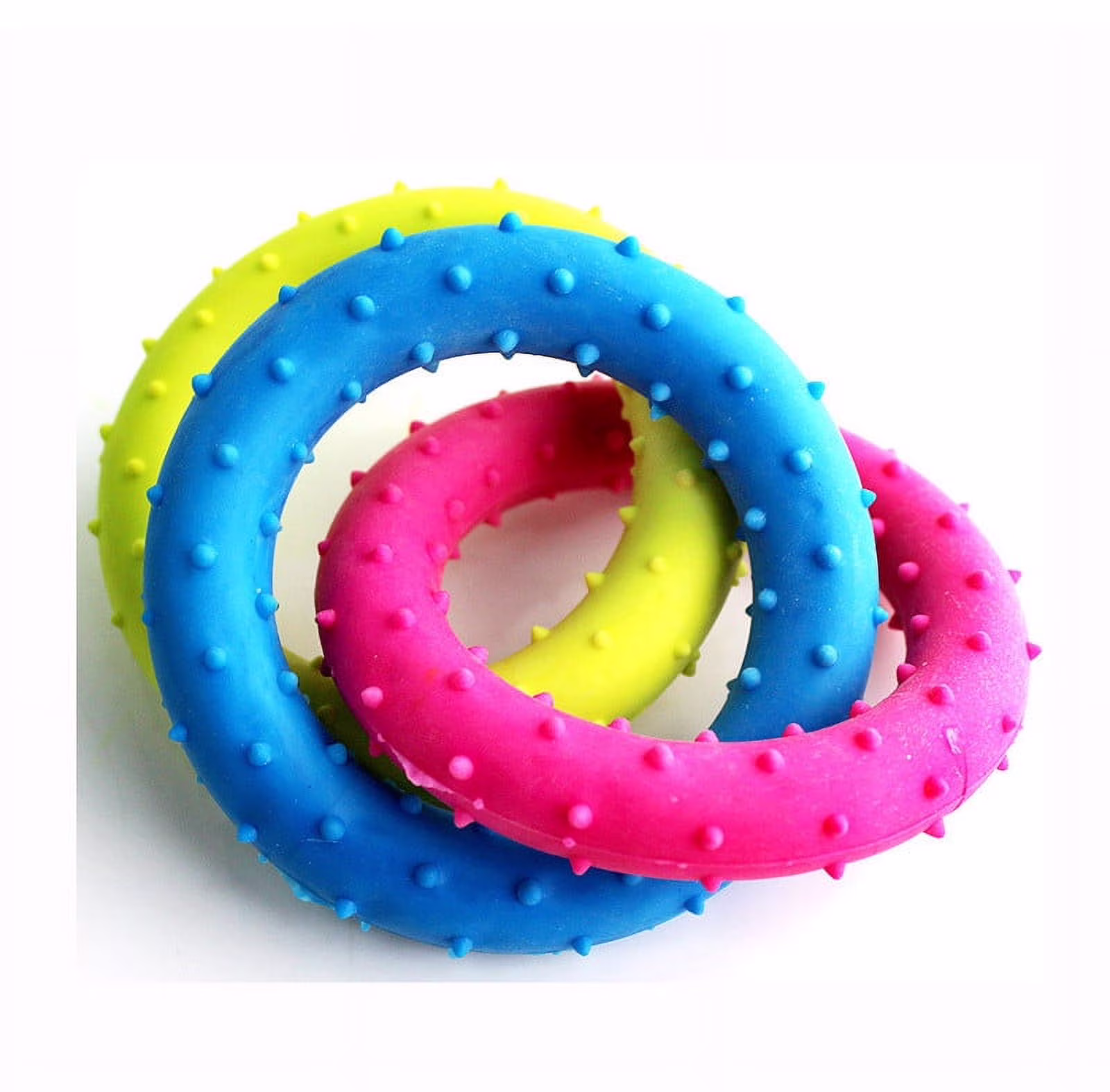 Darzheoy Rubber 3-Ring Tug Dog Toy, Pull Toy for Training and Teeth Cleaning, Interactive Tug of War Dog Chew Toy for Aggressive Chewers, Outdoor Puppy Ring Toy for Dogs