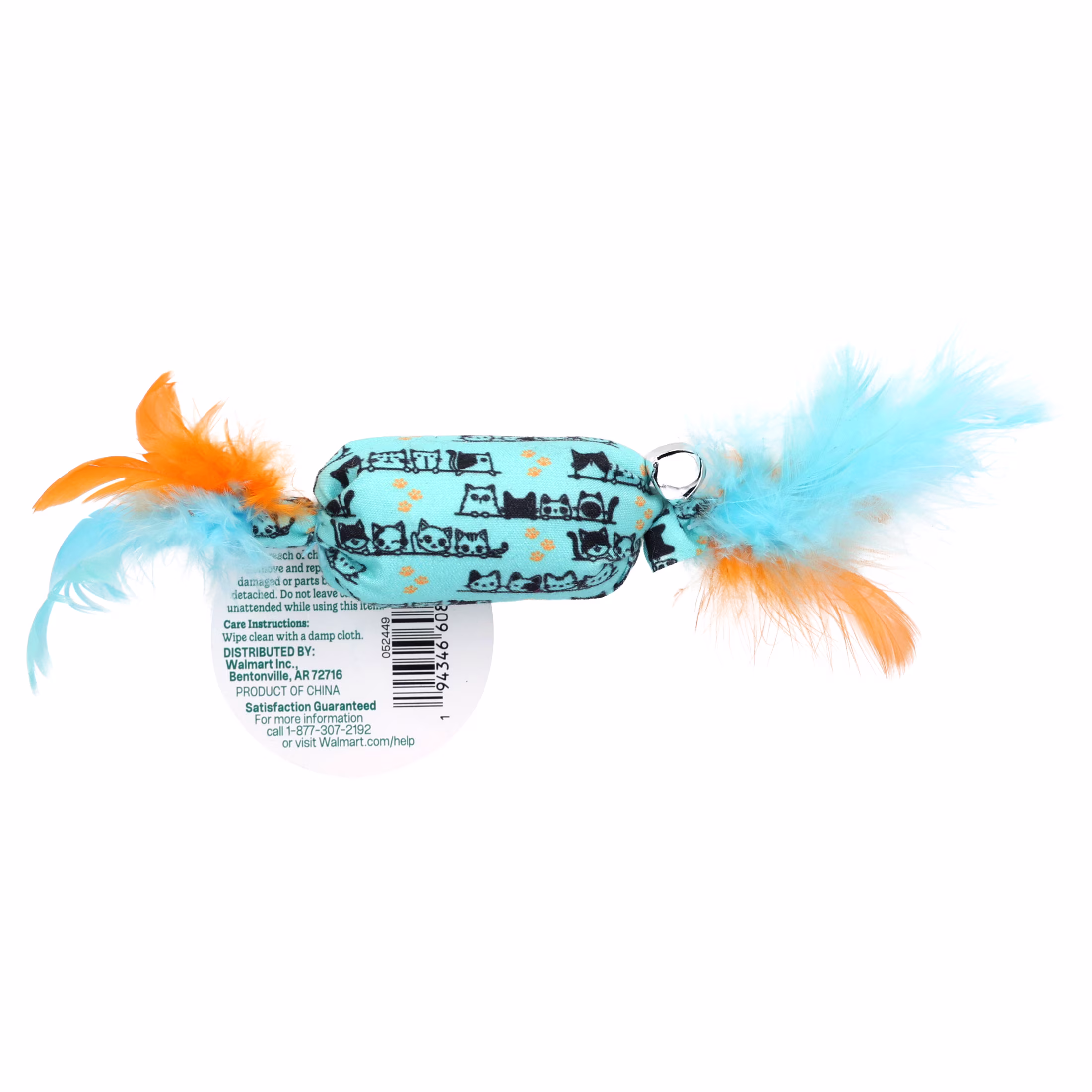 Vibrant Life Blue Candy-Shaped Catnip Cat Toy with Feathers