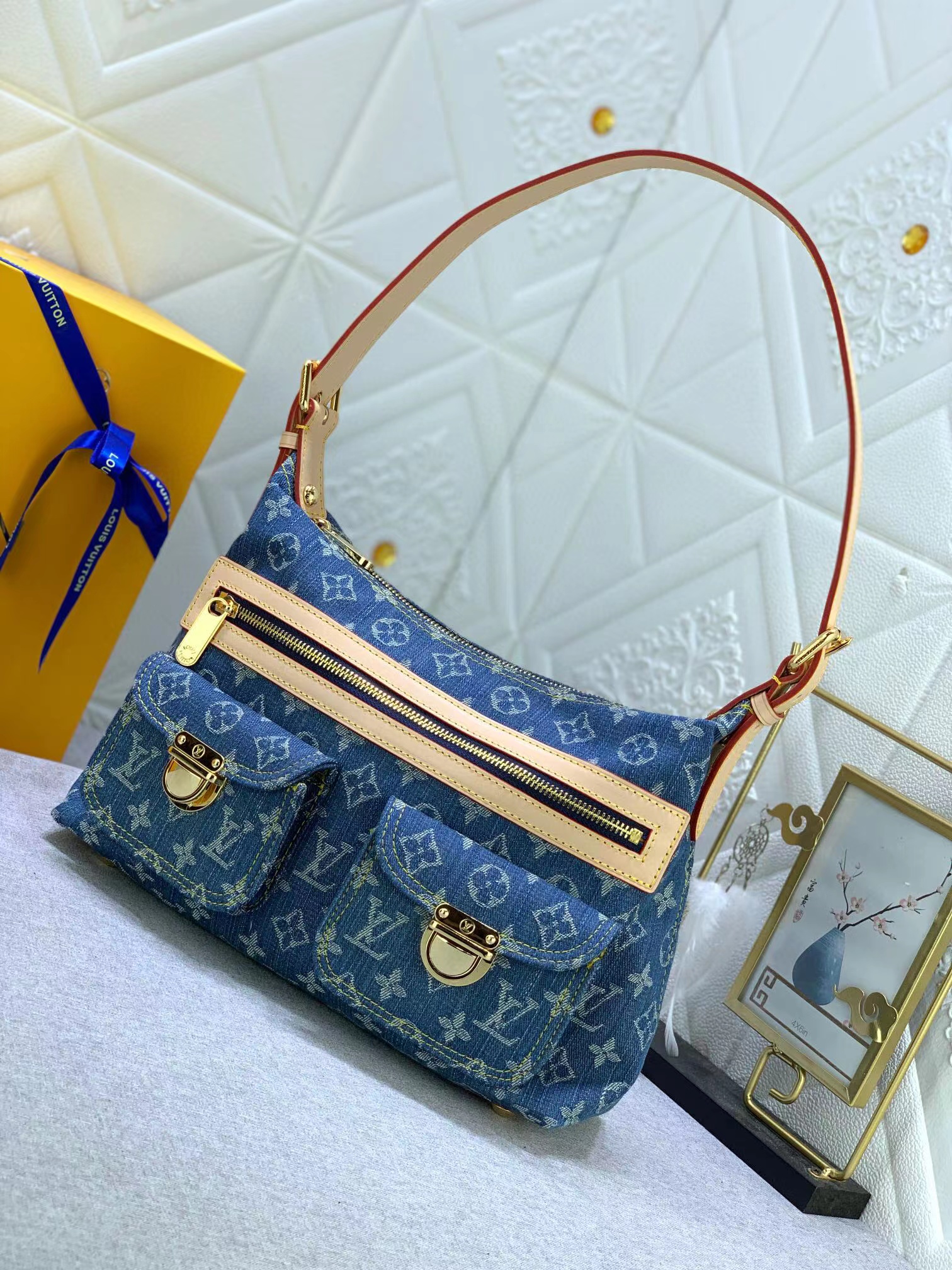 LV vintage Denim shoulder bag