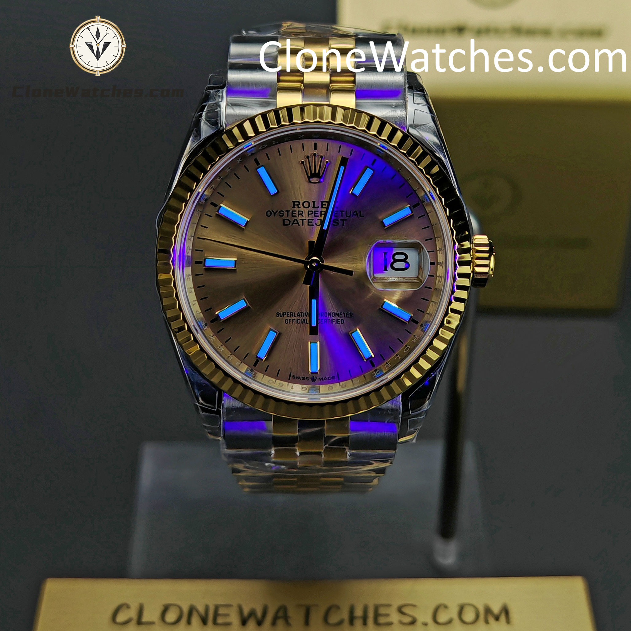 Rolex Super Clone Watches 1:1 DateJust Gold Dial m126233-0015 Jubilee 36MM 3235 Movement