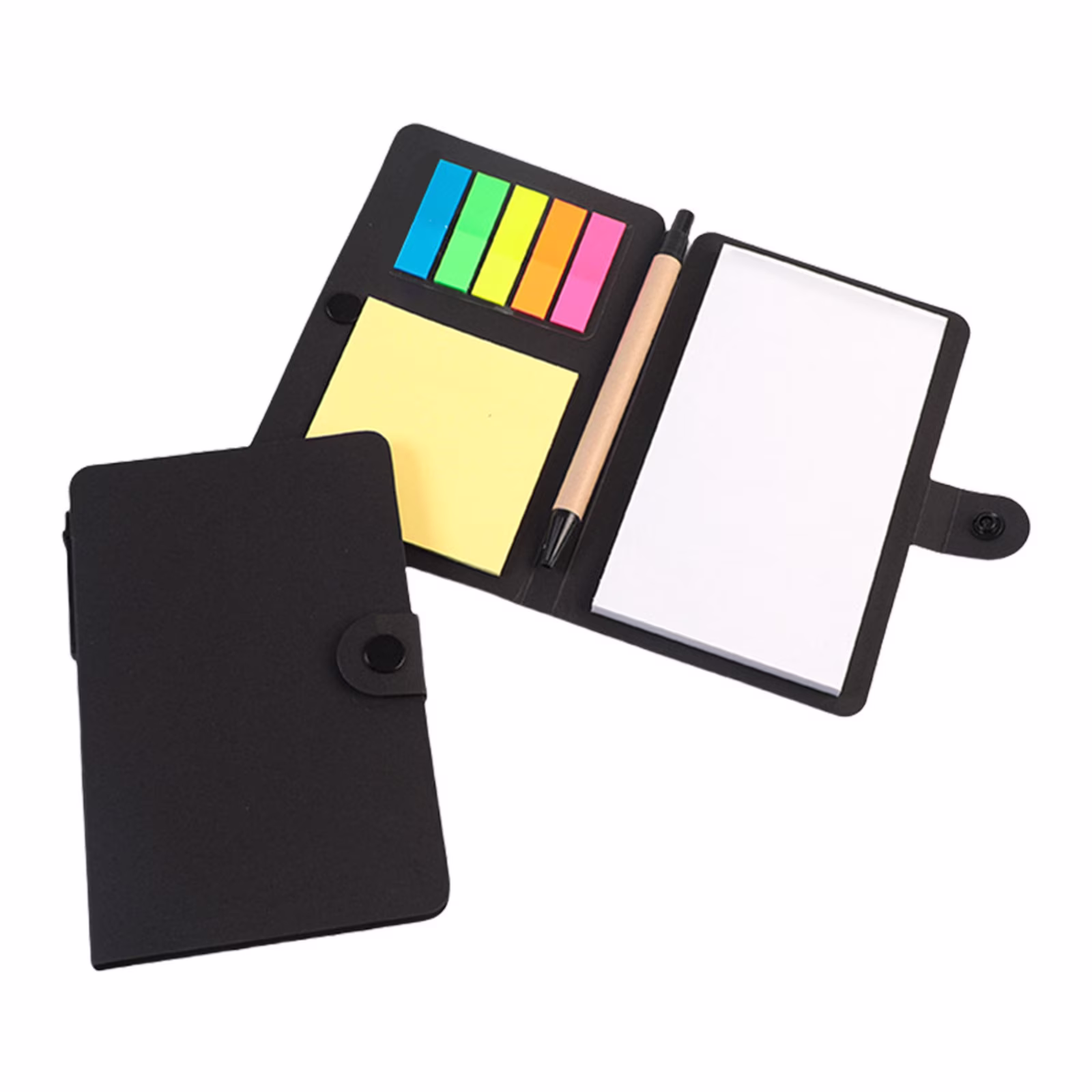 Yhmxh Pocket Notepad with Pen and Sticky Notes Set, Included Mini Pocket Notepad Binder Notepad Holder, 3.9 x 6 Inch Self Stick Memo Pad Notepad for Travel Office (Blue)