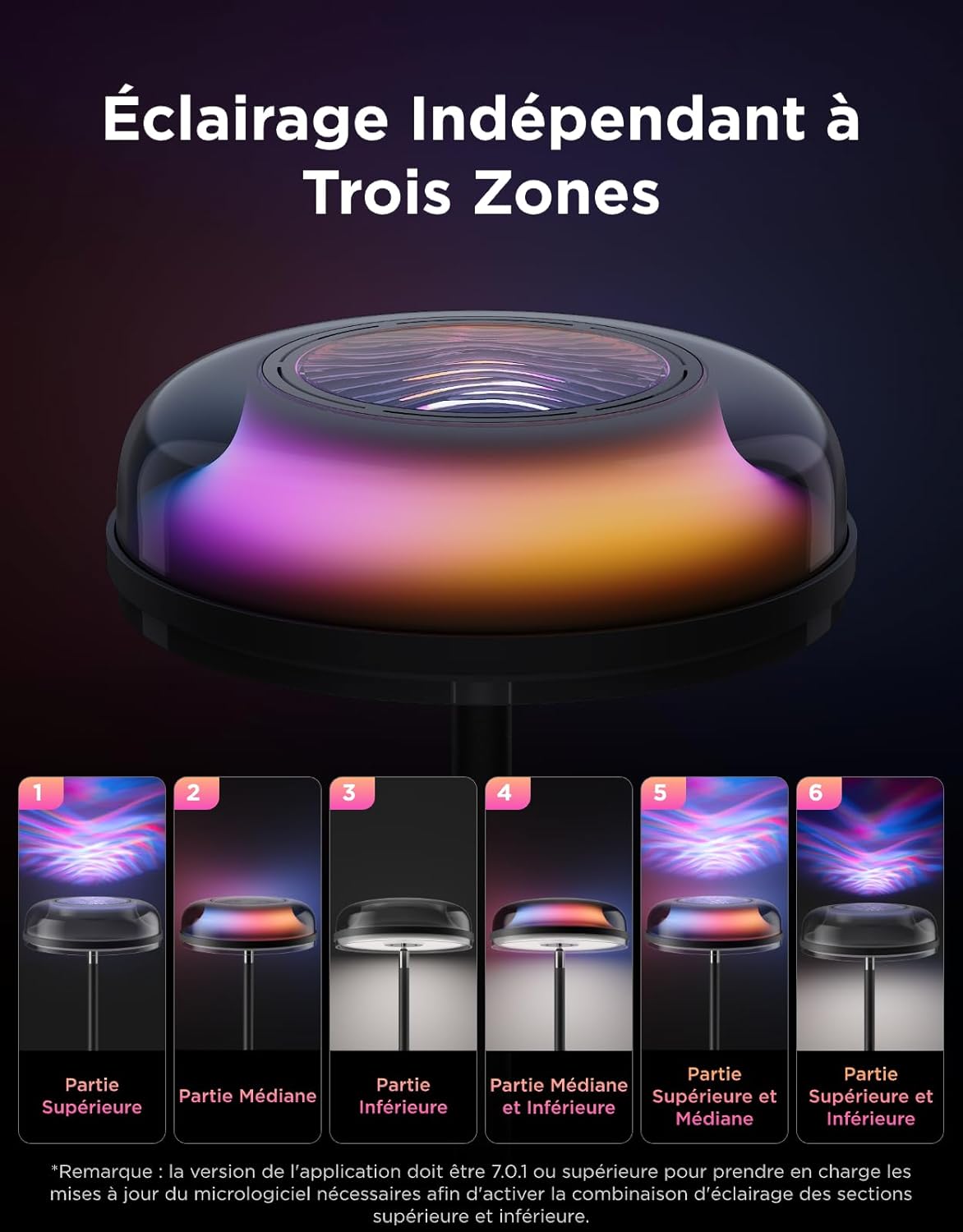 Lampadaire salon RGBIC trois zones 1000 lm 2700 6500 K compatible Matter Alexa