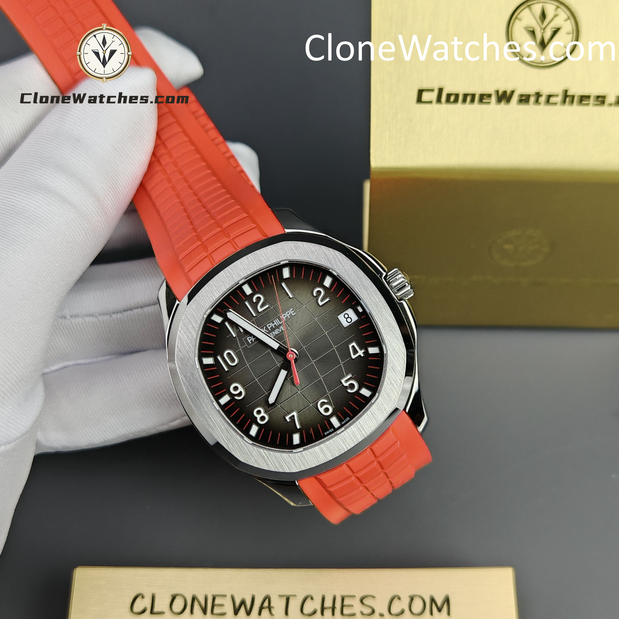 Patek Philippe Super Clone Watches 1:1 Aquanaut 5167 Black Dial 40mm Red Strap Special Edition