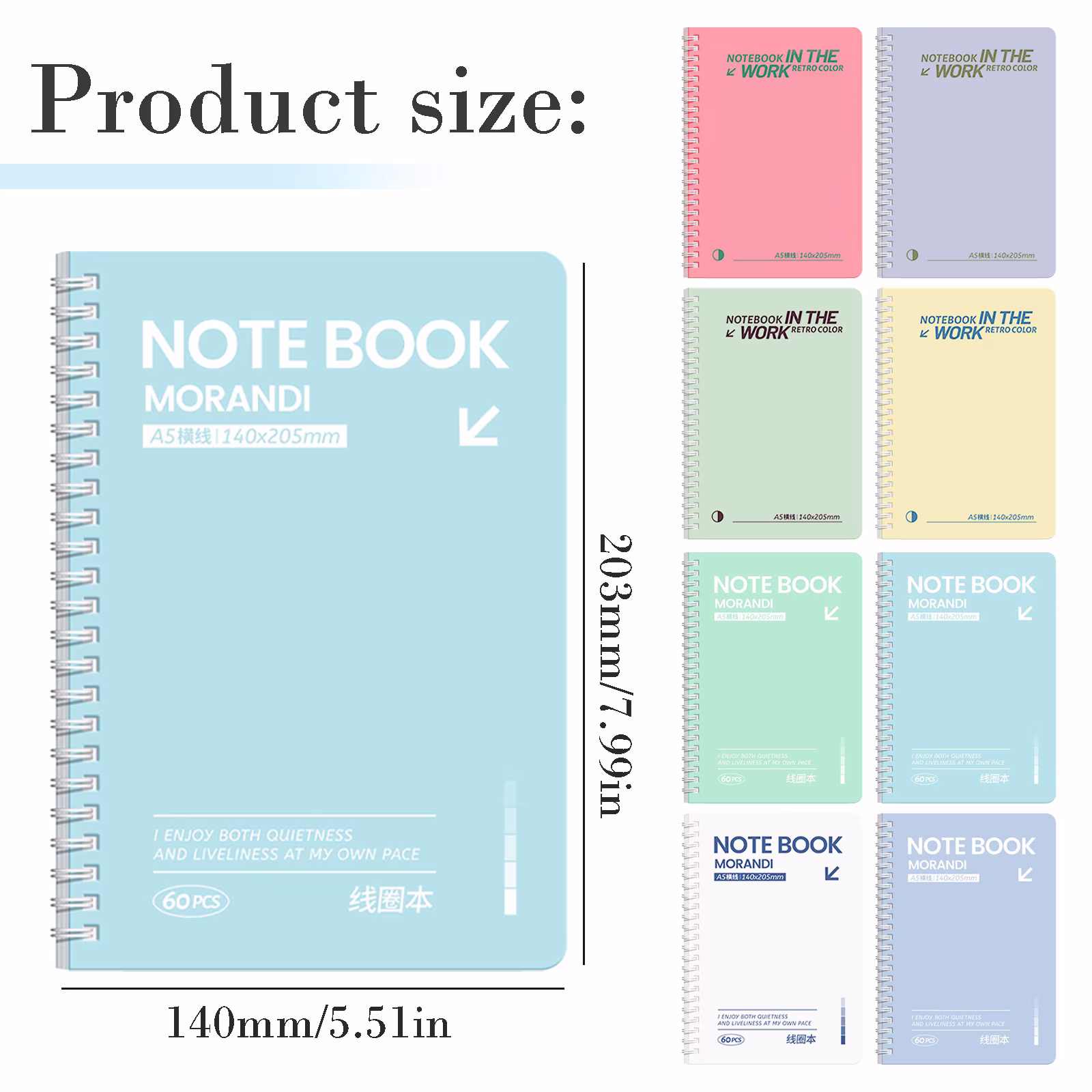 Kilougeis Student Essentials 4Pcs Spiral Notebook 5.5