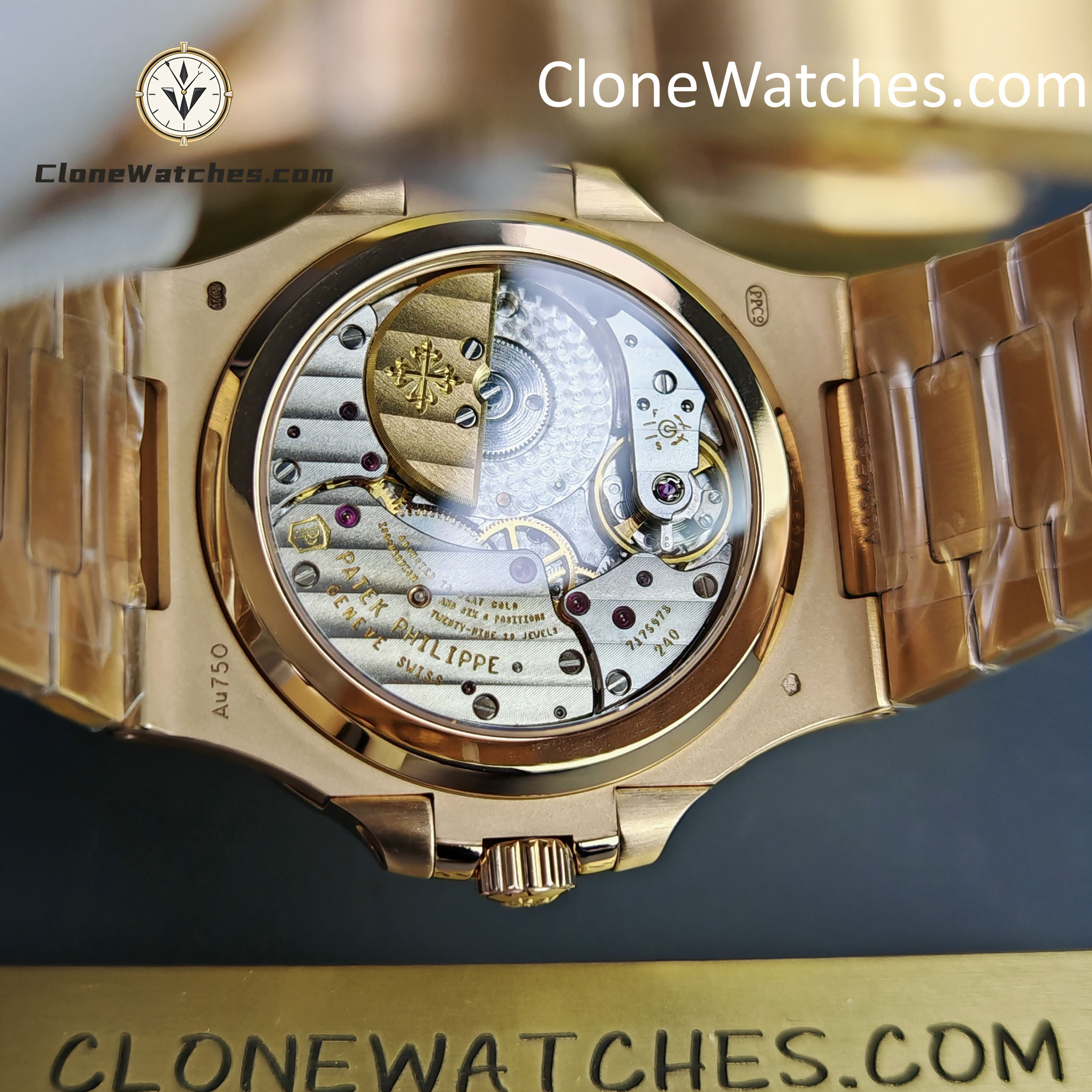 Patek Philippe Super Clone Watches 1:1 Nautilus Moon Phase 18K Rose Gold 5712 Brown Dial New Buckle