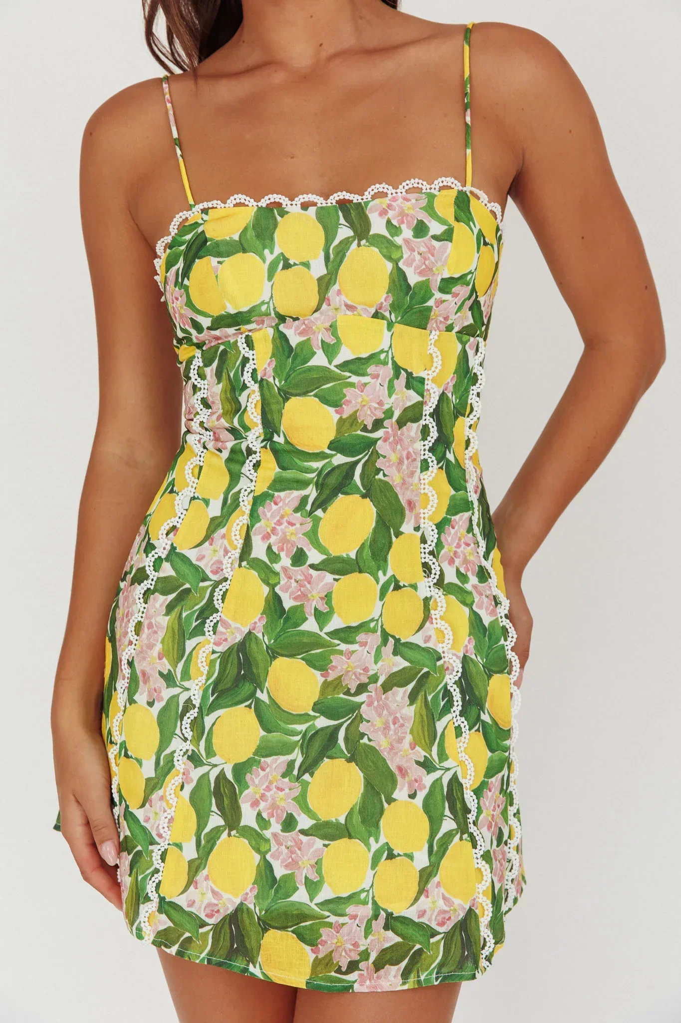 Chamberlain Scallop Trim Mini Dress Citrus Lemon