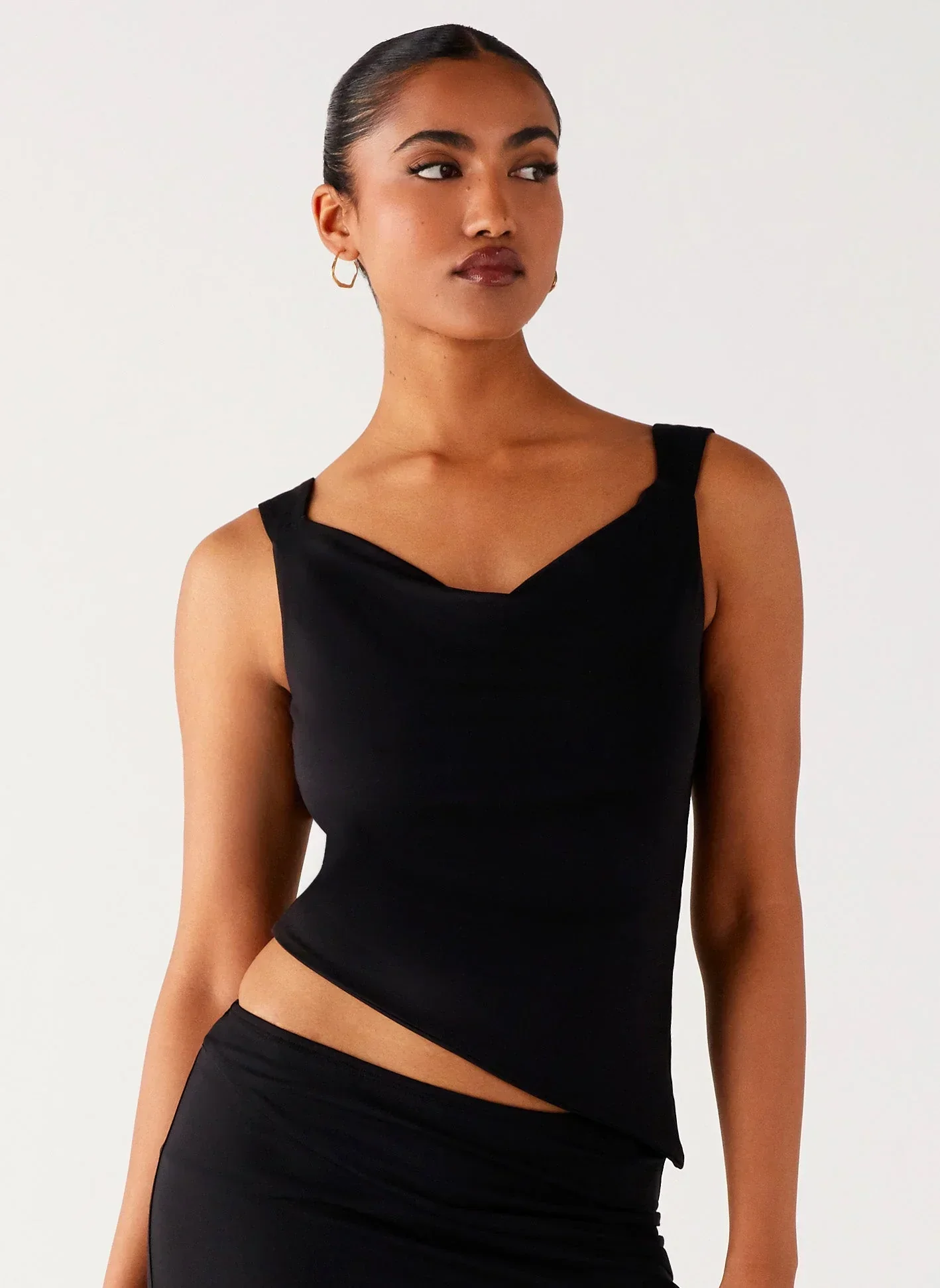 Wonderlust Cowl Top - Black