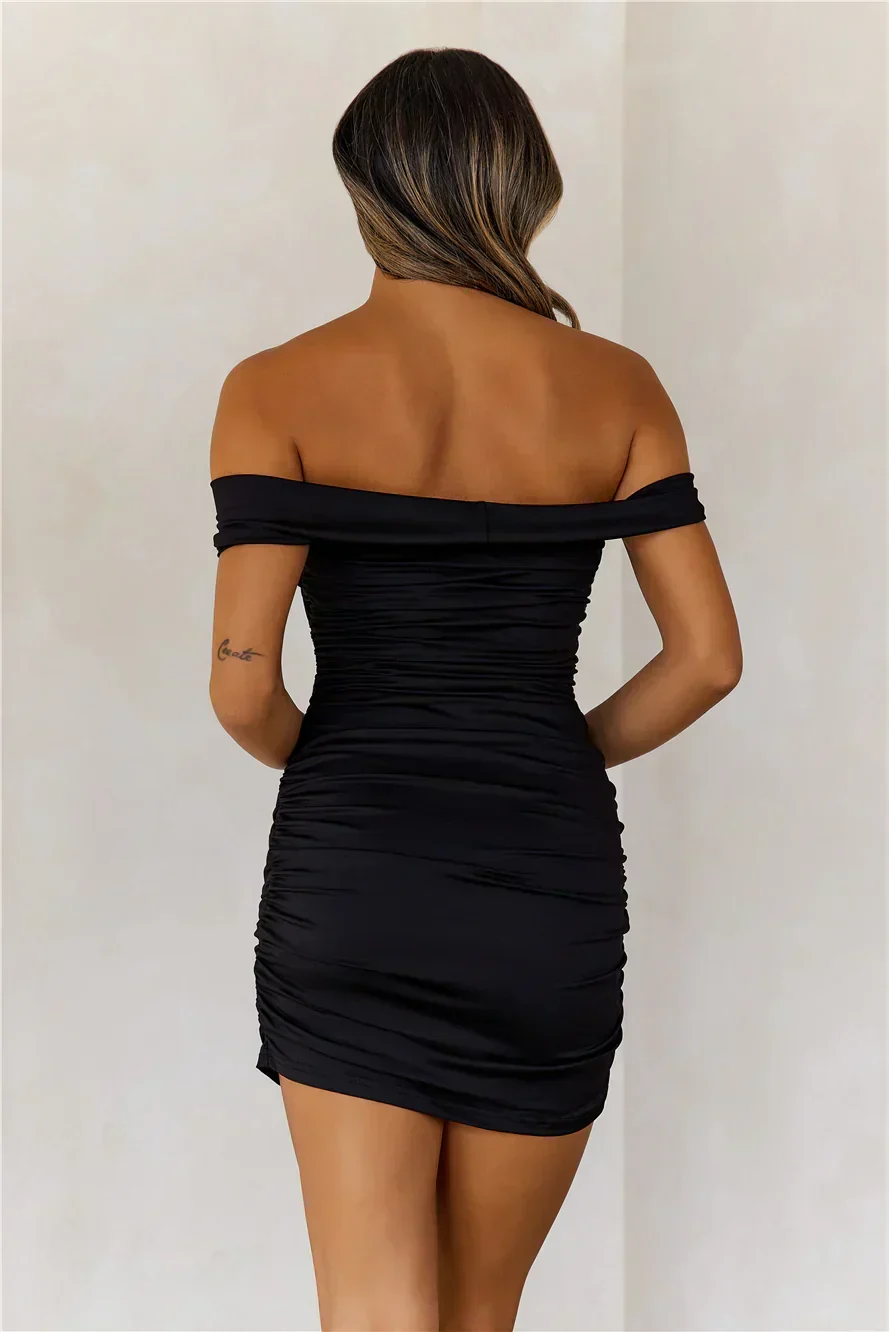 Bodycon Babe Off Shoulder Mini Dress Black