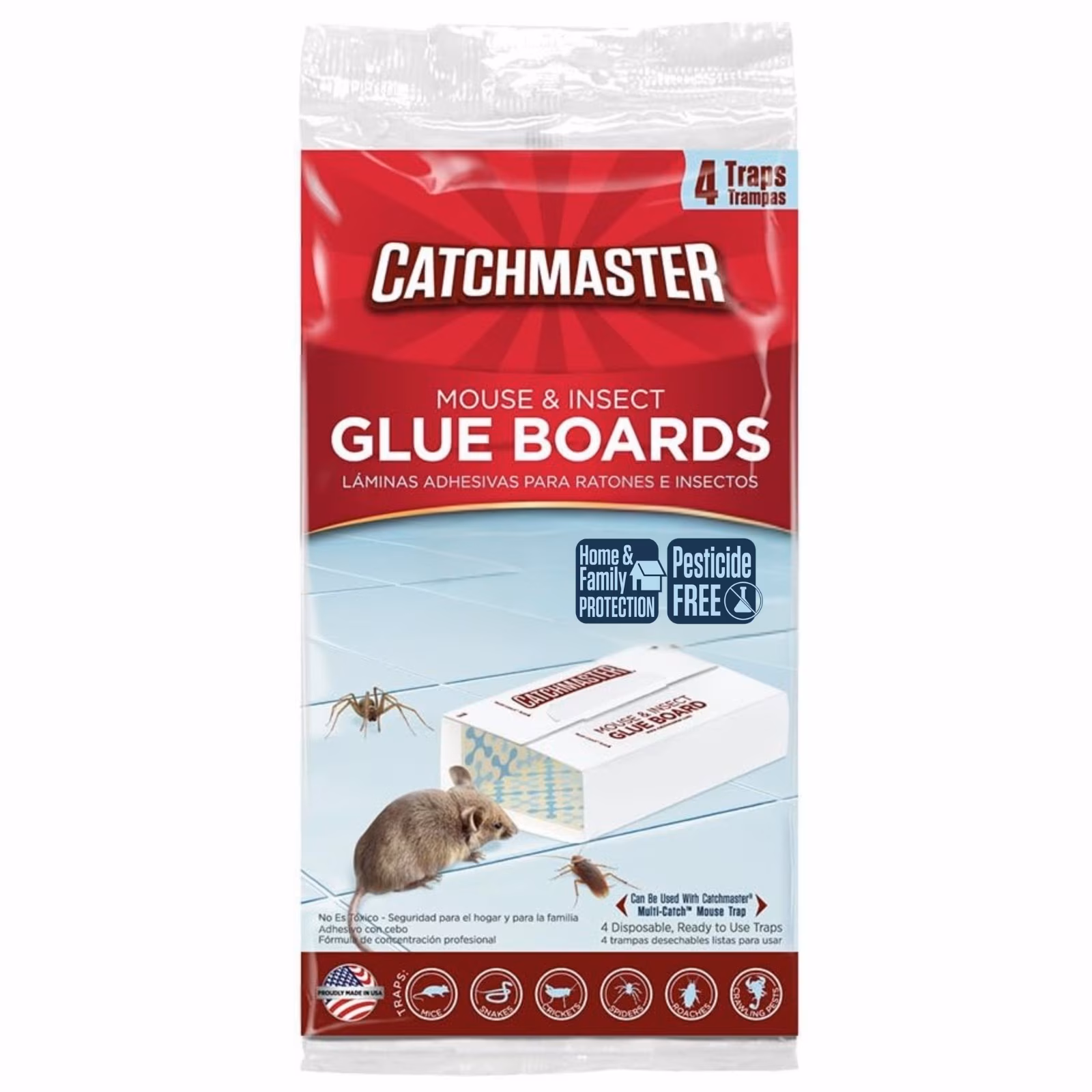 Catchmaster Mouse & Insect Solid Glue Board Traps, 4 Count