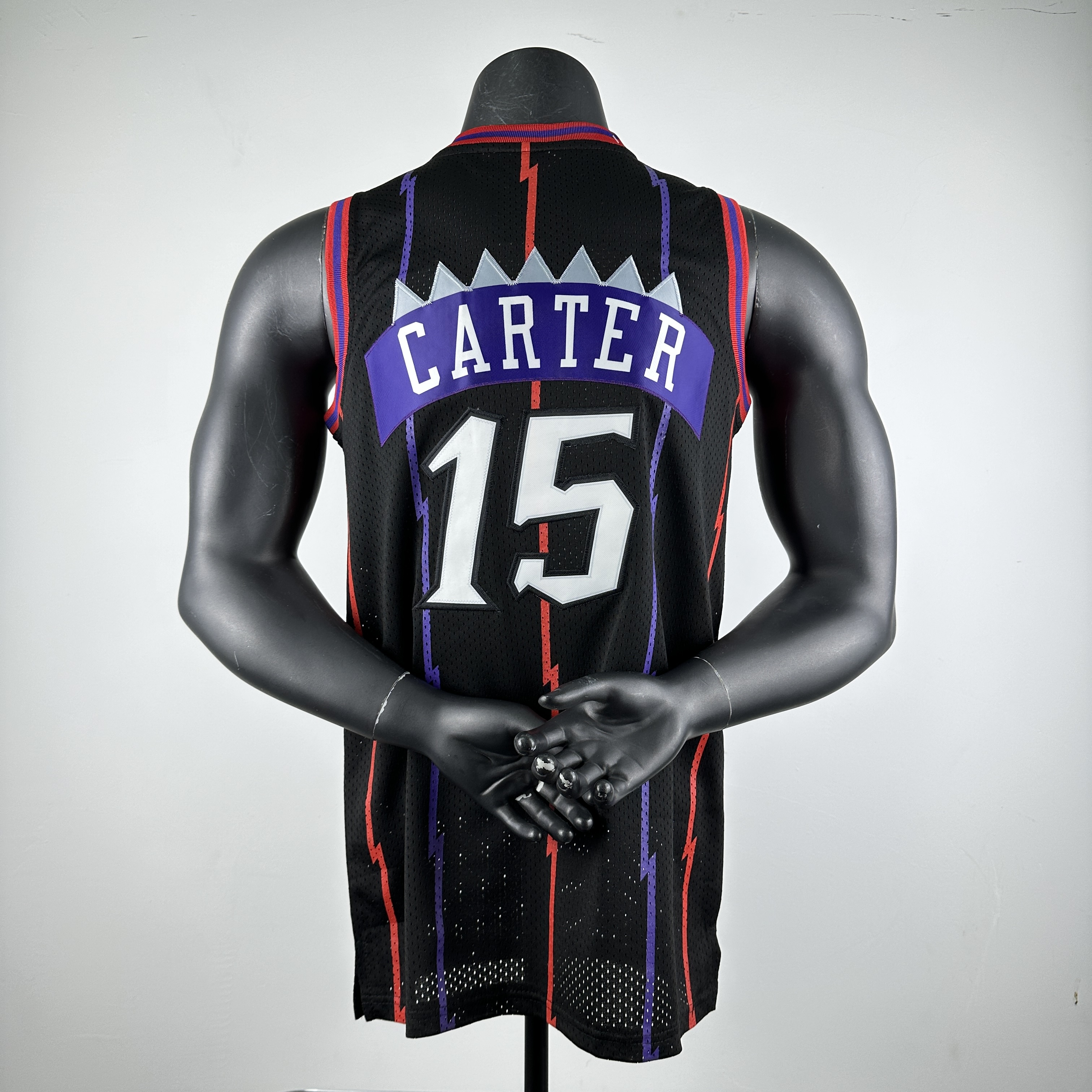 Embroidered MN Retro Jersey Raptors 88/89 Season Black No. 15 Carter