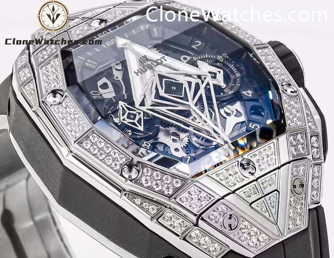 Hublot Super Clone Watches 1:1 Spirit of Big Bang Sang Bleu Titanium Pavé 648.NX.0107.RX.1604.MXM23