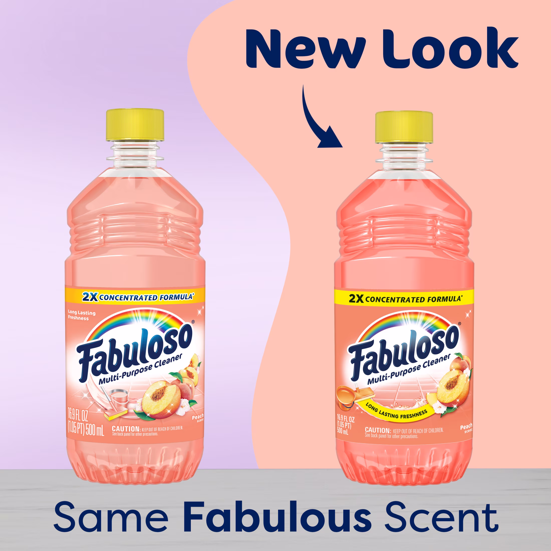 Fabuloso 2X Multi-Purpose Cleaner, No Rinse Floor Cleaner, Peach Scent, 16.9 fl oz